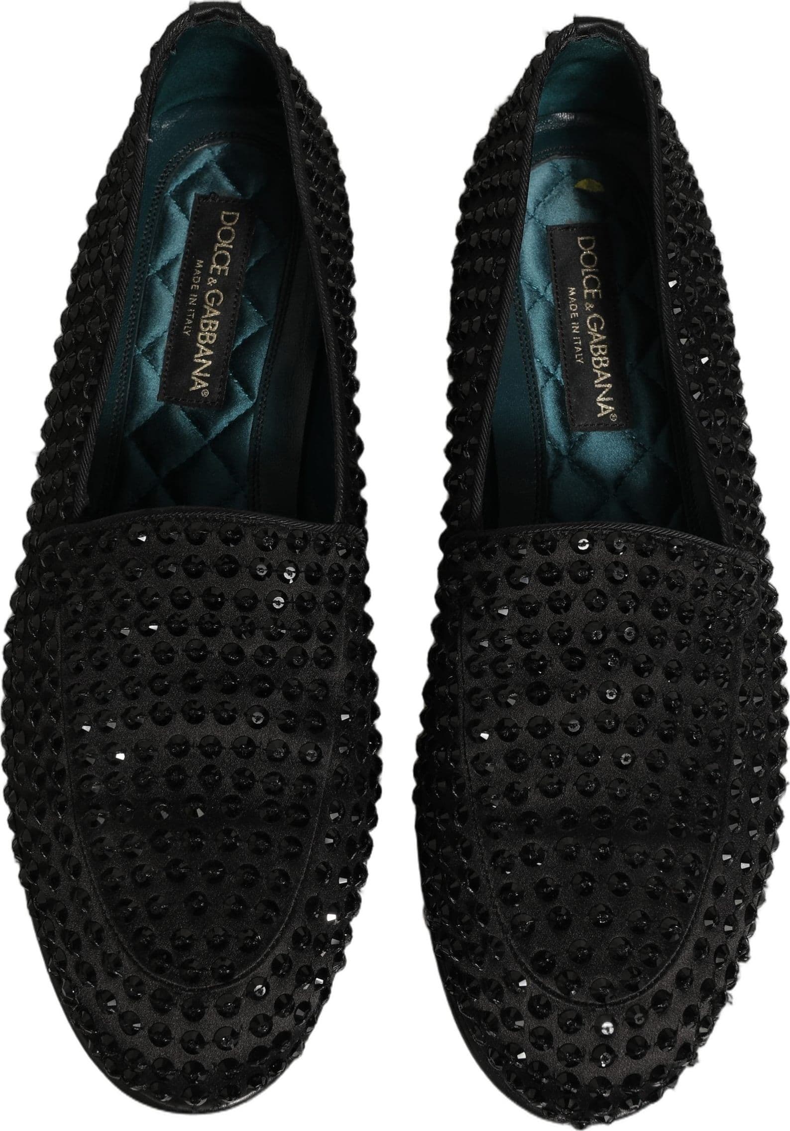 Dolce & Gabbana Black Rhinestone Embellished Loafers Shoes - 3