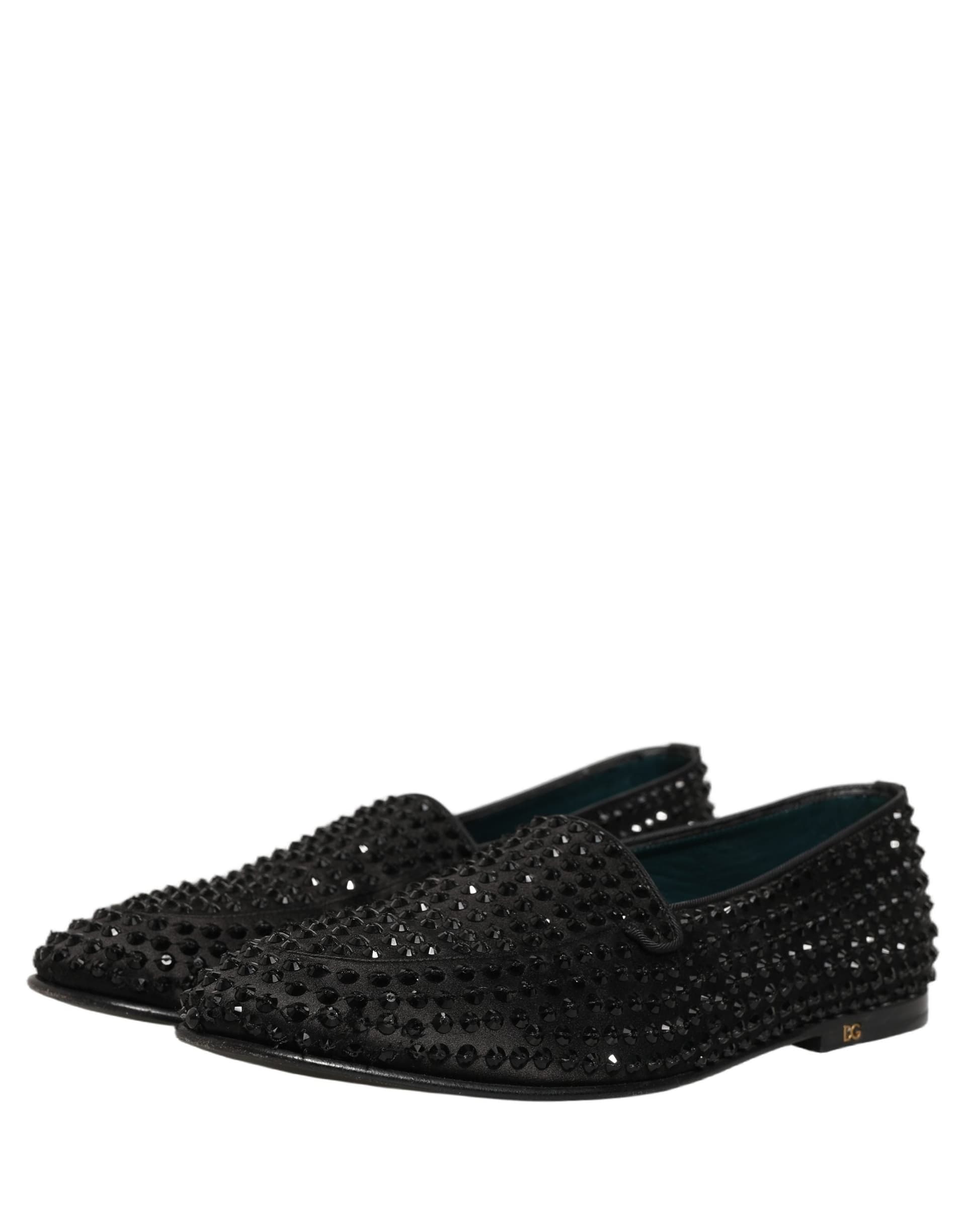 Dolce & Gabbana Black Rhinestone Embellished Loafers Shoes - 4