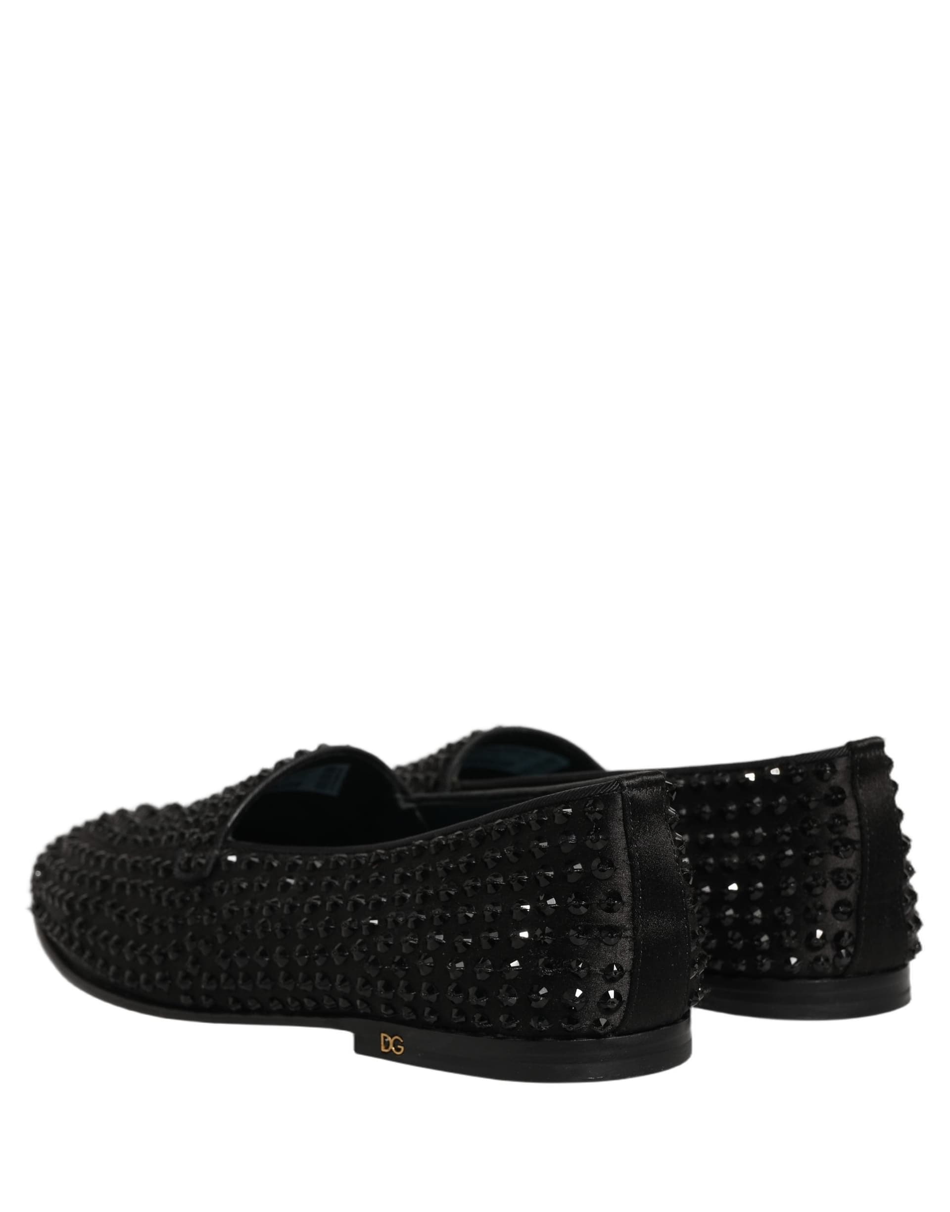 Dolce & Gabbana Black Rhinestone Embellished Loafers Shoes - 5