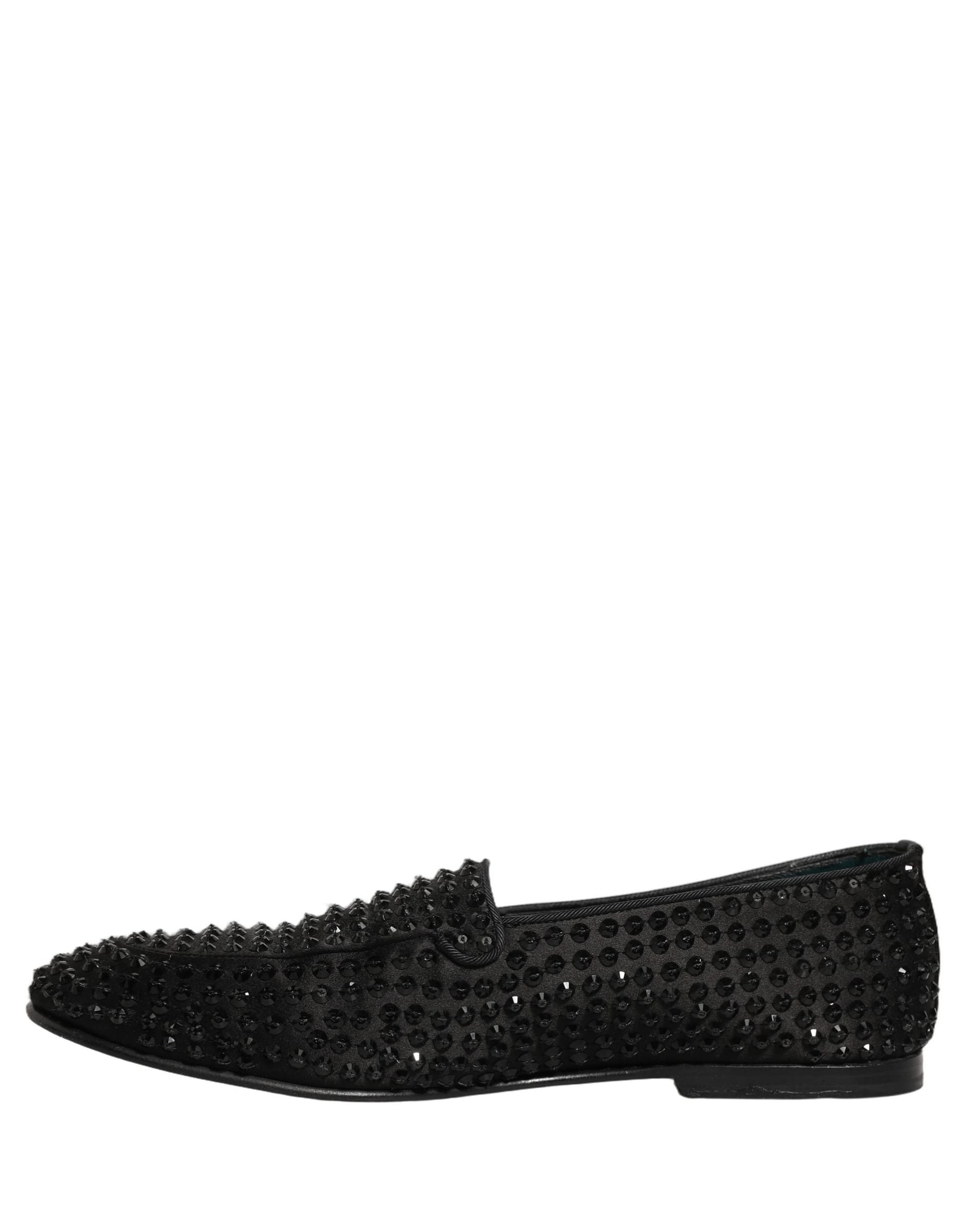 Dolce & Gabbana Black Rhinestone Embellished Loafers Shoes - 6