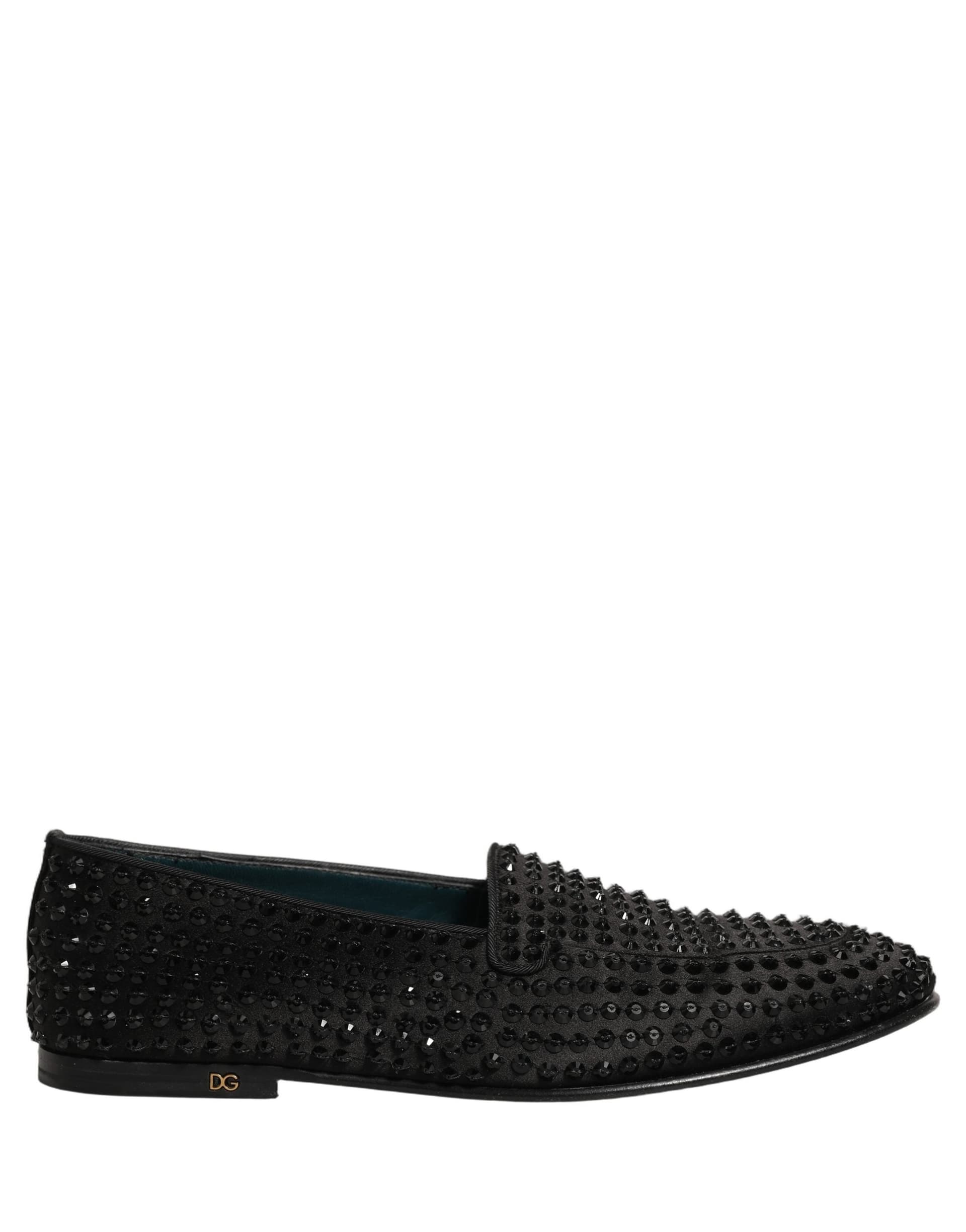 Dolce & Gabbana Black Rhinestone Embellished Loafers Shoes - 8