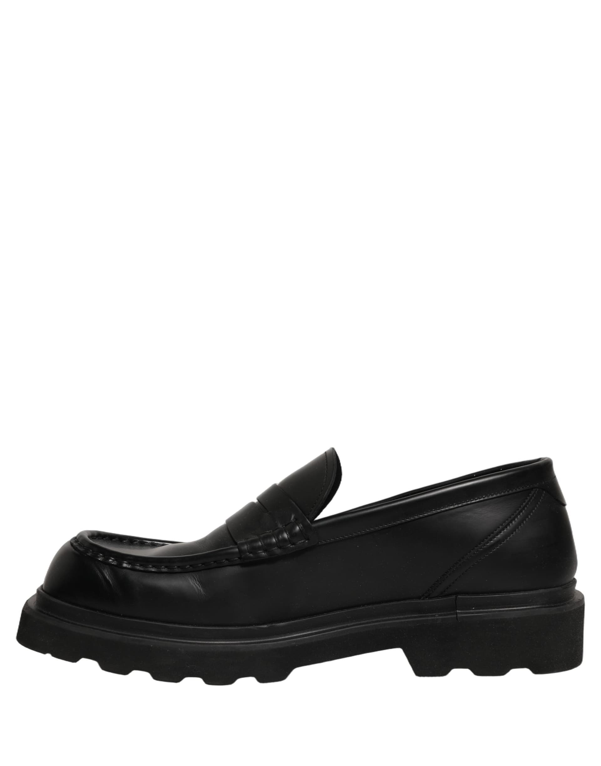 Dolce & Gabbana Black Calfskin Leather Men Dress Loafer Shoes - 6