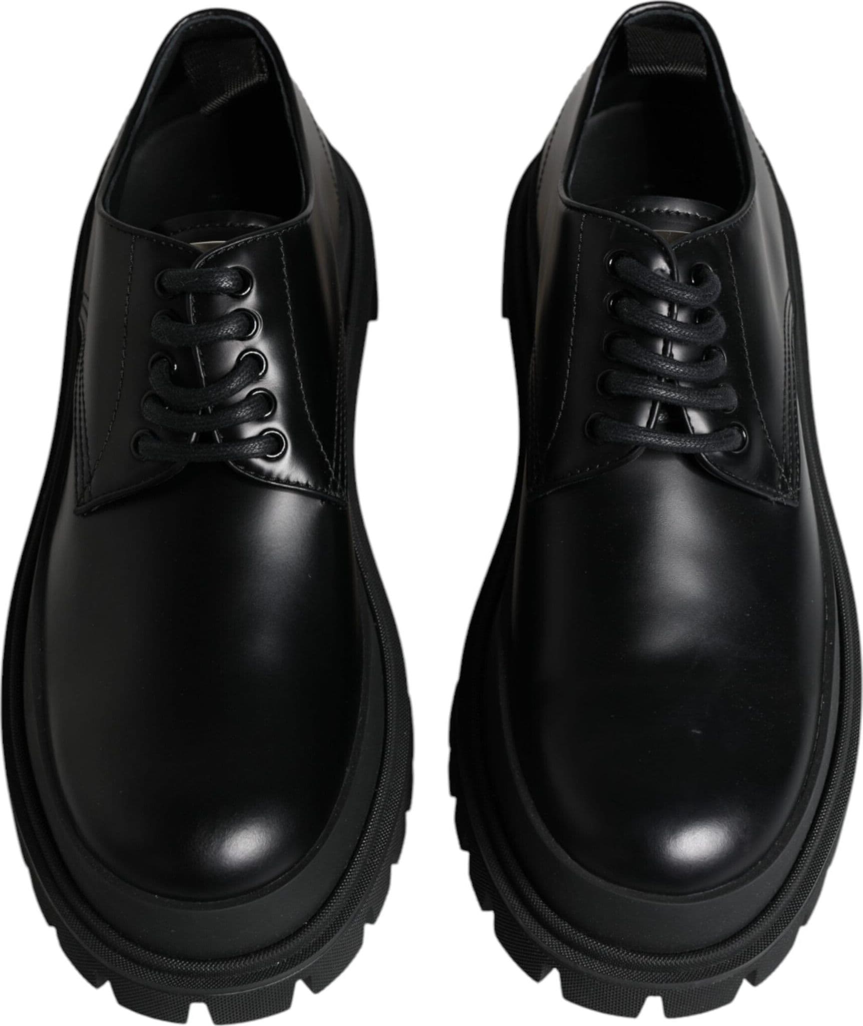 Dolce & Gabbana Black Leather Lace Up Trekking Dress Shoes - 2