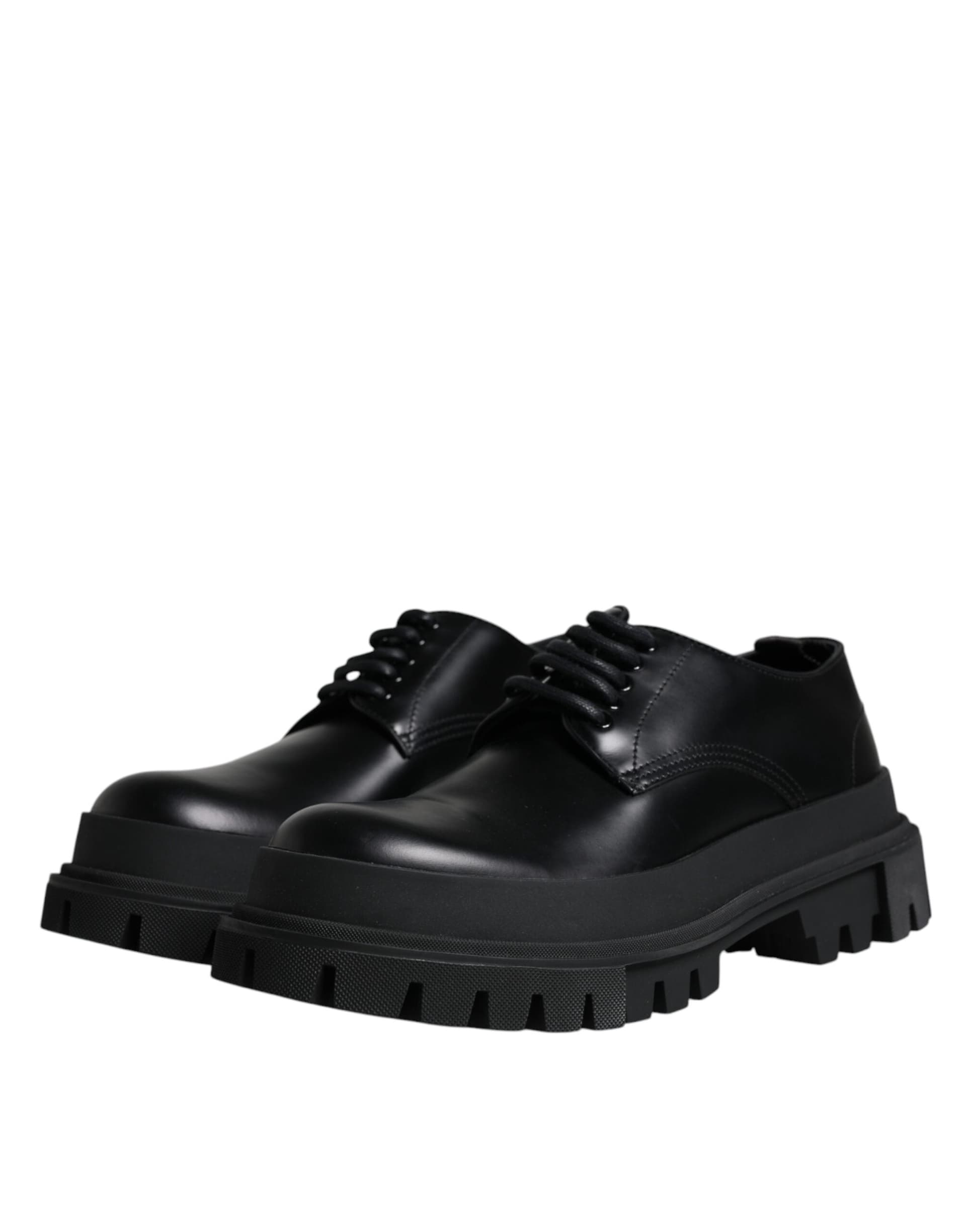 Dolce & Gabbana Black Leather Lace Up Trekking Dress Shoes - 3