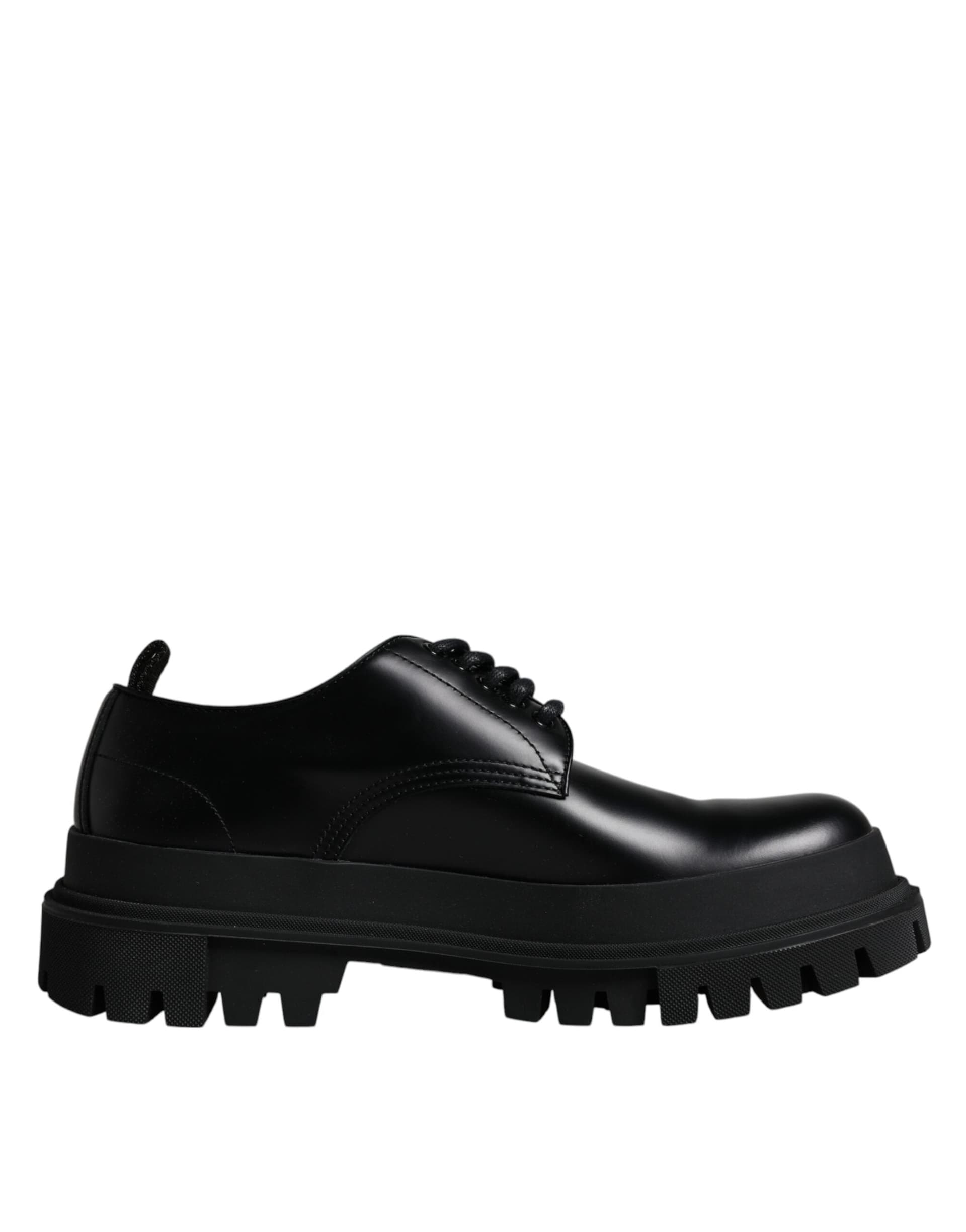 Dolce & Gabbana Black Leather Lace Up Trekking Dress Shoes - 7