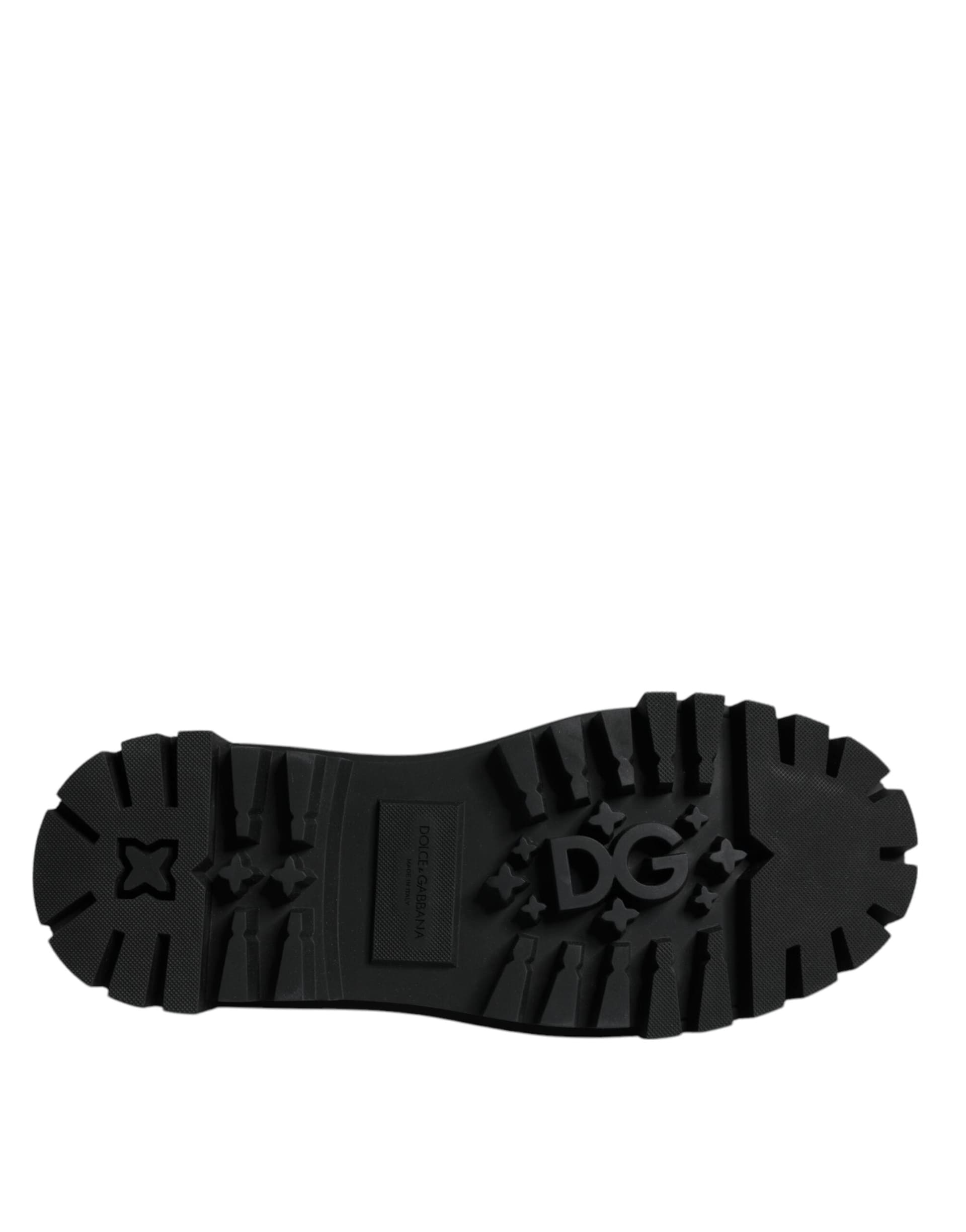 Dolce & Gabbana Black Leather Lace Up Trekking Dress Shoes - 8