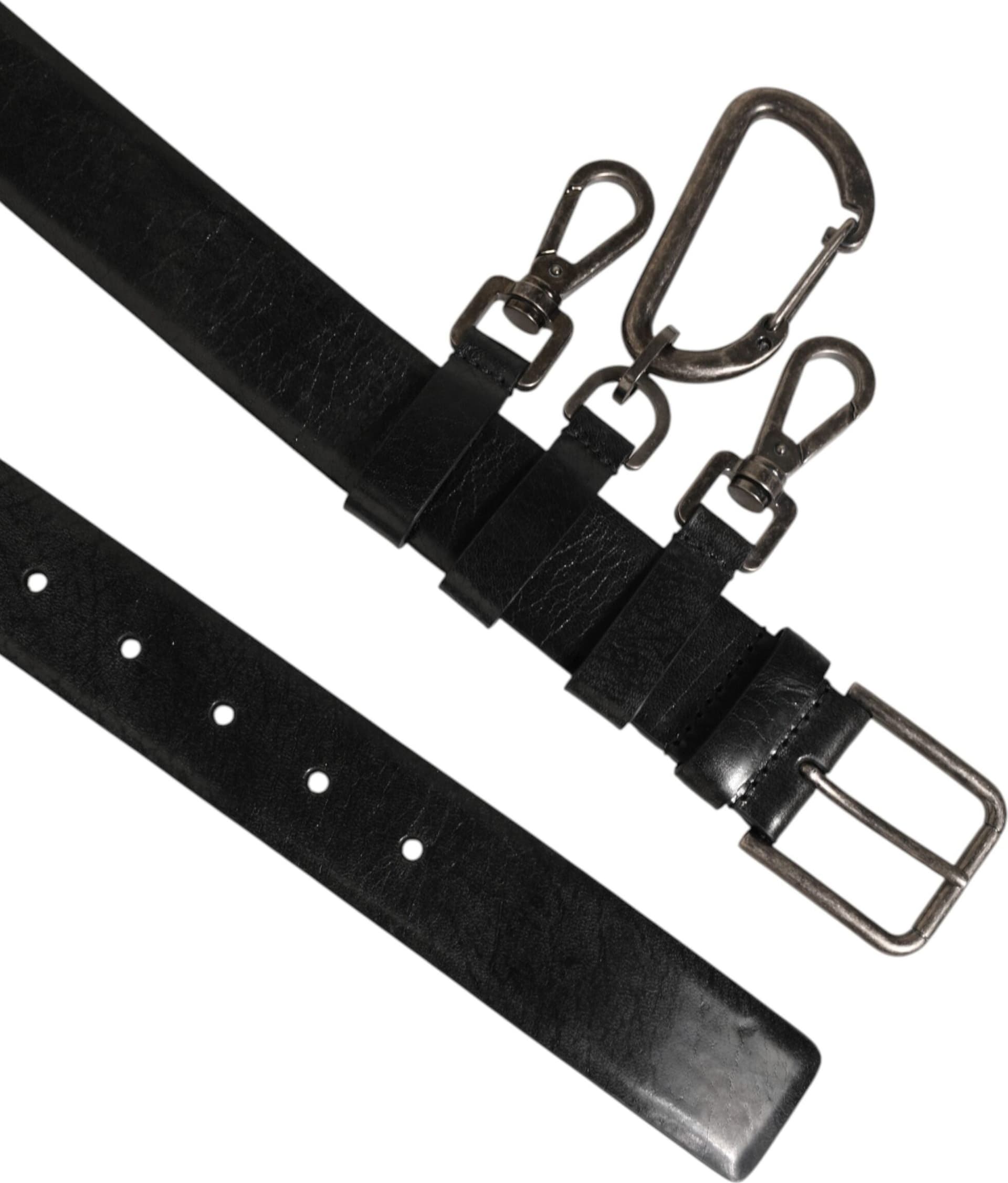 Dolce & Gabbana Black Key Ring Clip Attachments Buckle Belt - 4