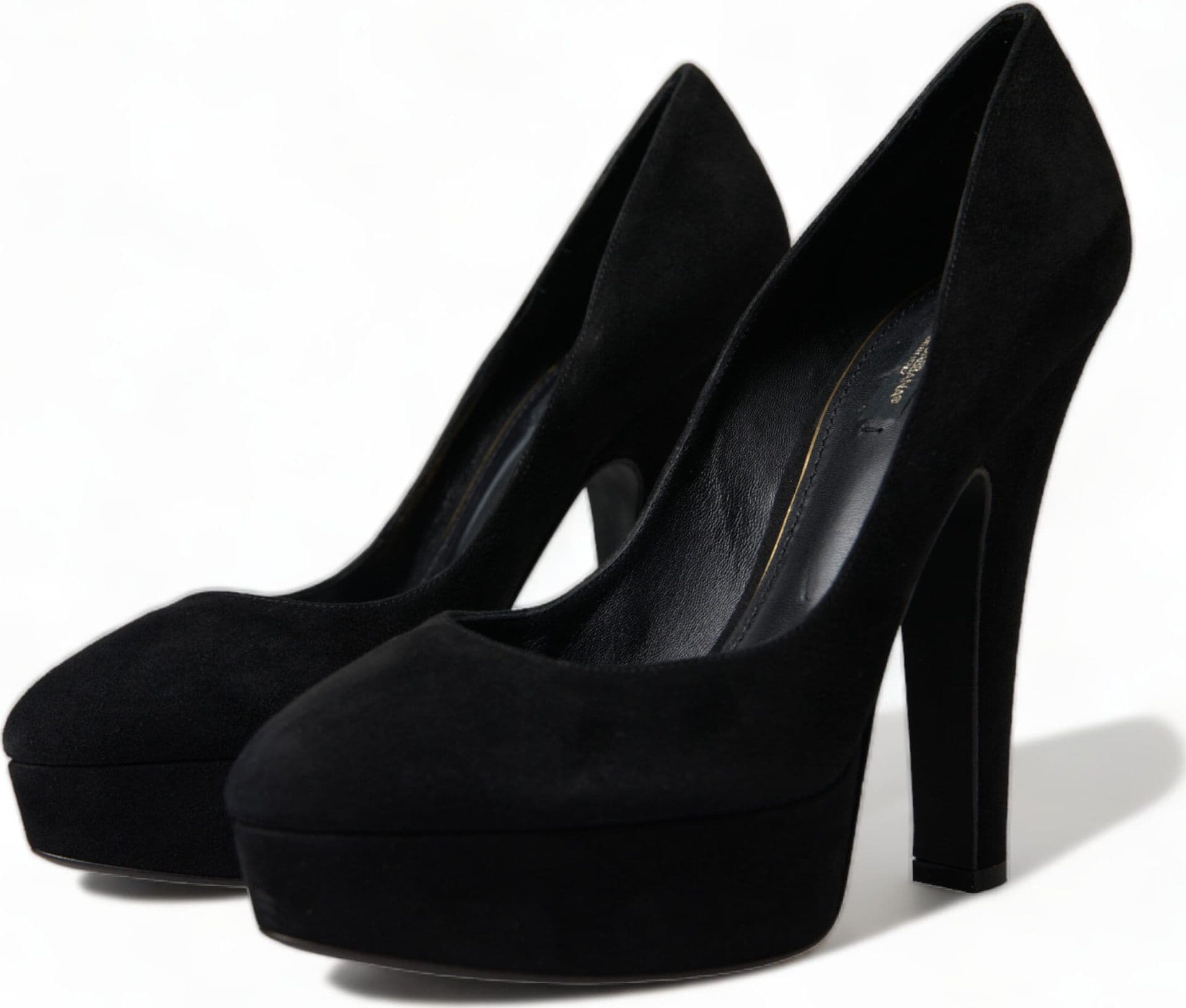 Dolce & Gabbana Black Suede Leather Platform Heel Pumps Shoes - 2