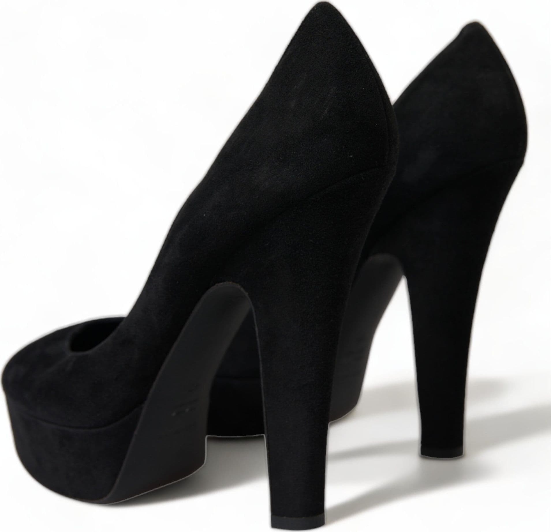 Dolce & Gabbana Black Suede Leather Platform Heel Pumps Shoes - 3