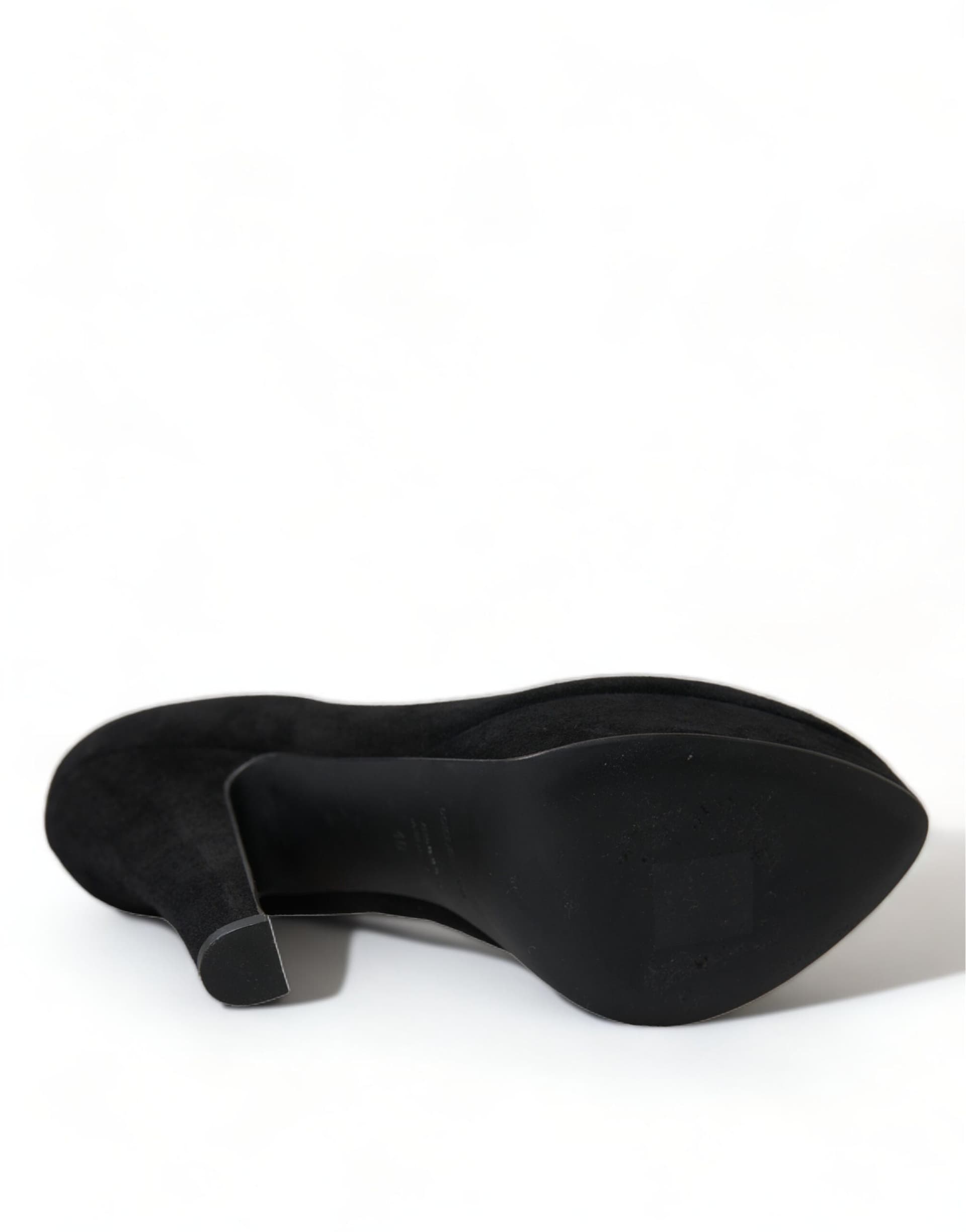 Dolce & Gabbana Black Suede Leather Platform Heel Pumps Shoes - 6