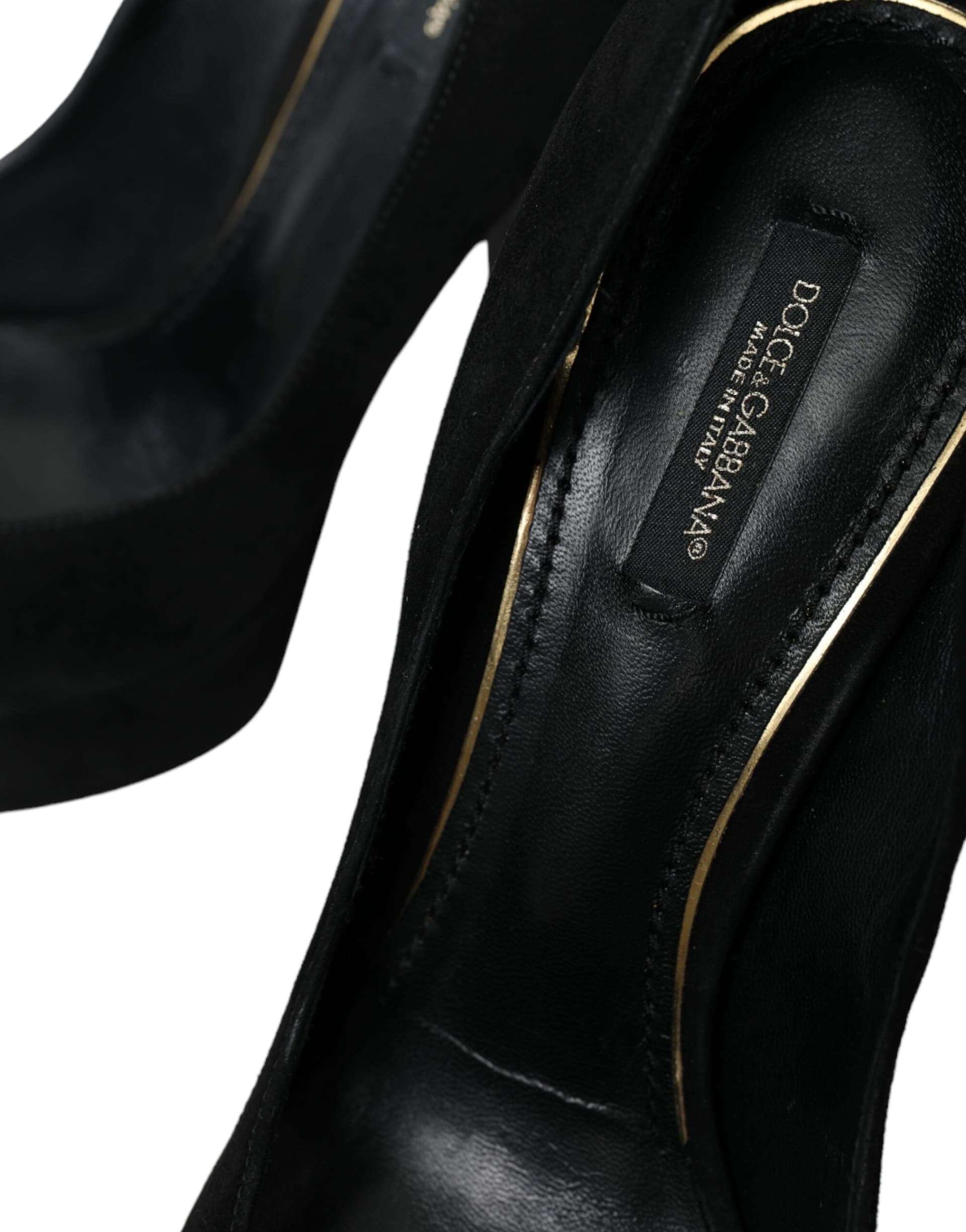Dolce & Gabbana Black Suede Leather Platform Heel Pumps Shoes - 8