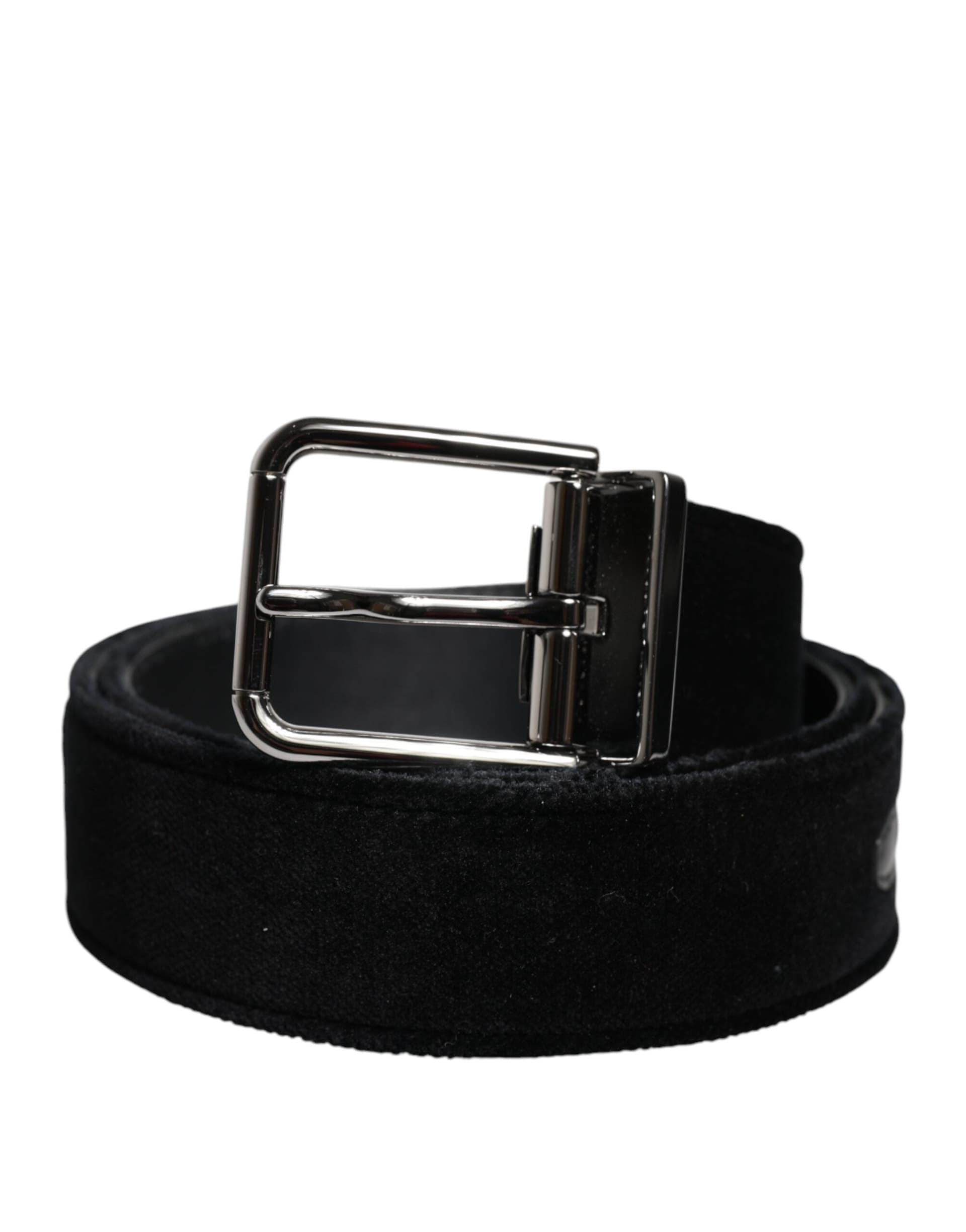 Dolce & Gabbana Black Cotton Silver Tone Metal Buckle Belt - 2