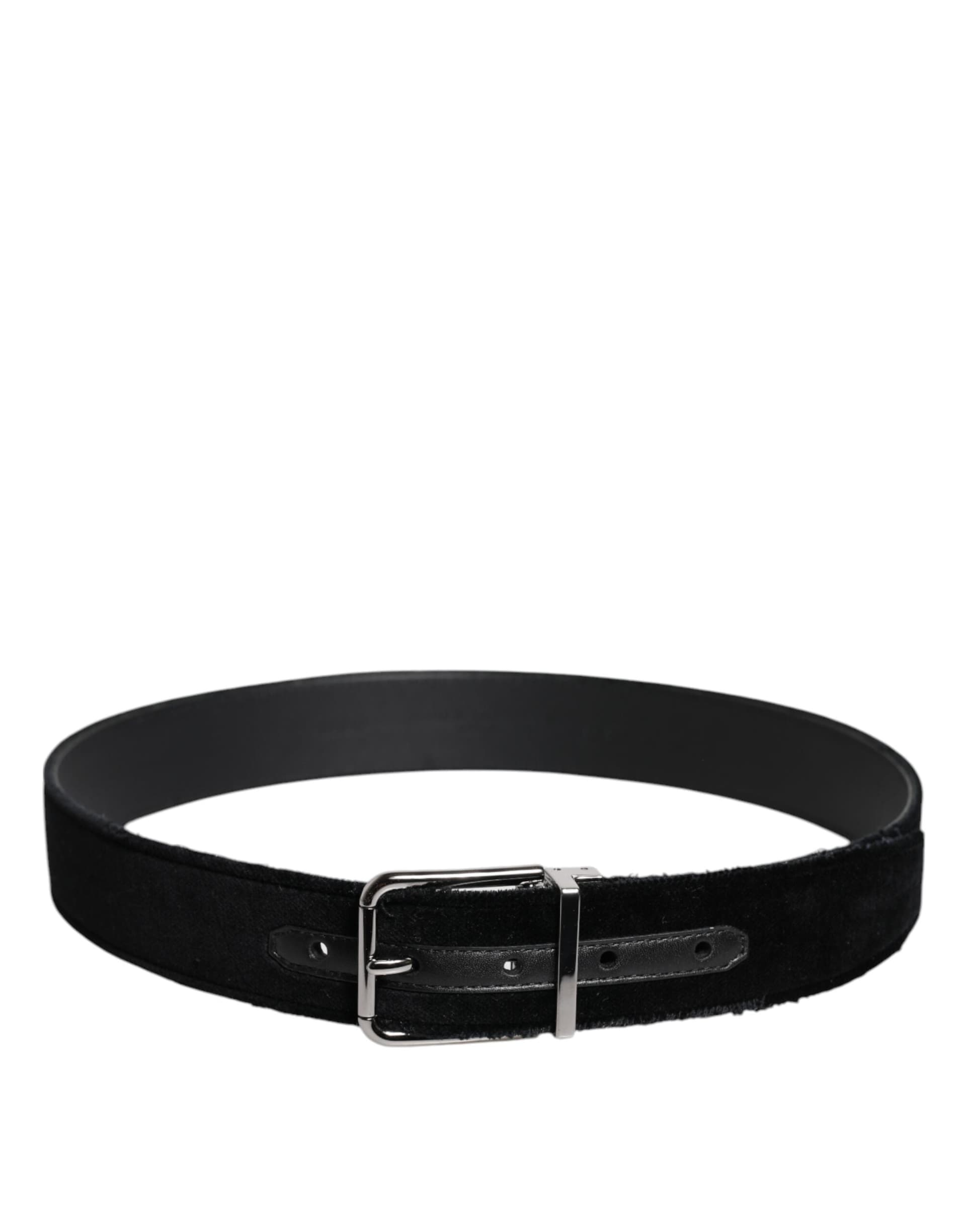 Dolce & Gabbana Black Cotton Silver Tone Metal Buckle Belt - 3
