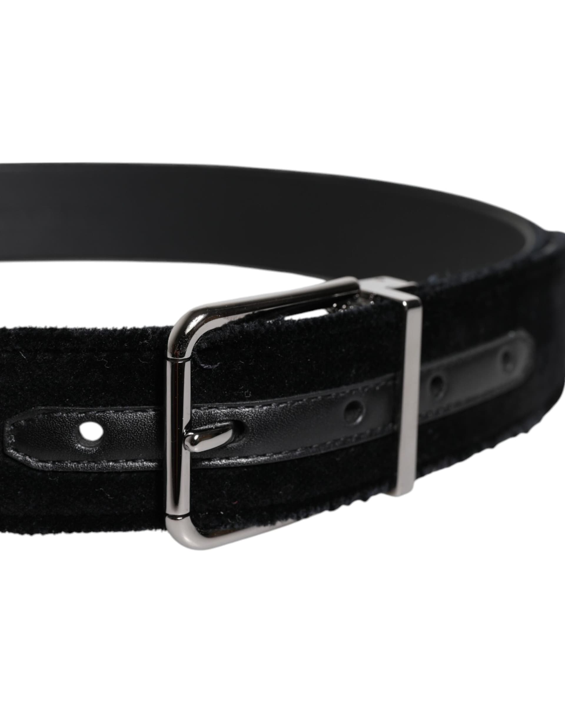Dolce & Gabbana Black Cotton Silver Tone Metal Buckle Belt - 4