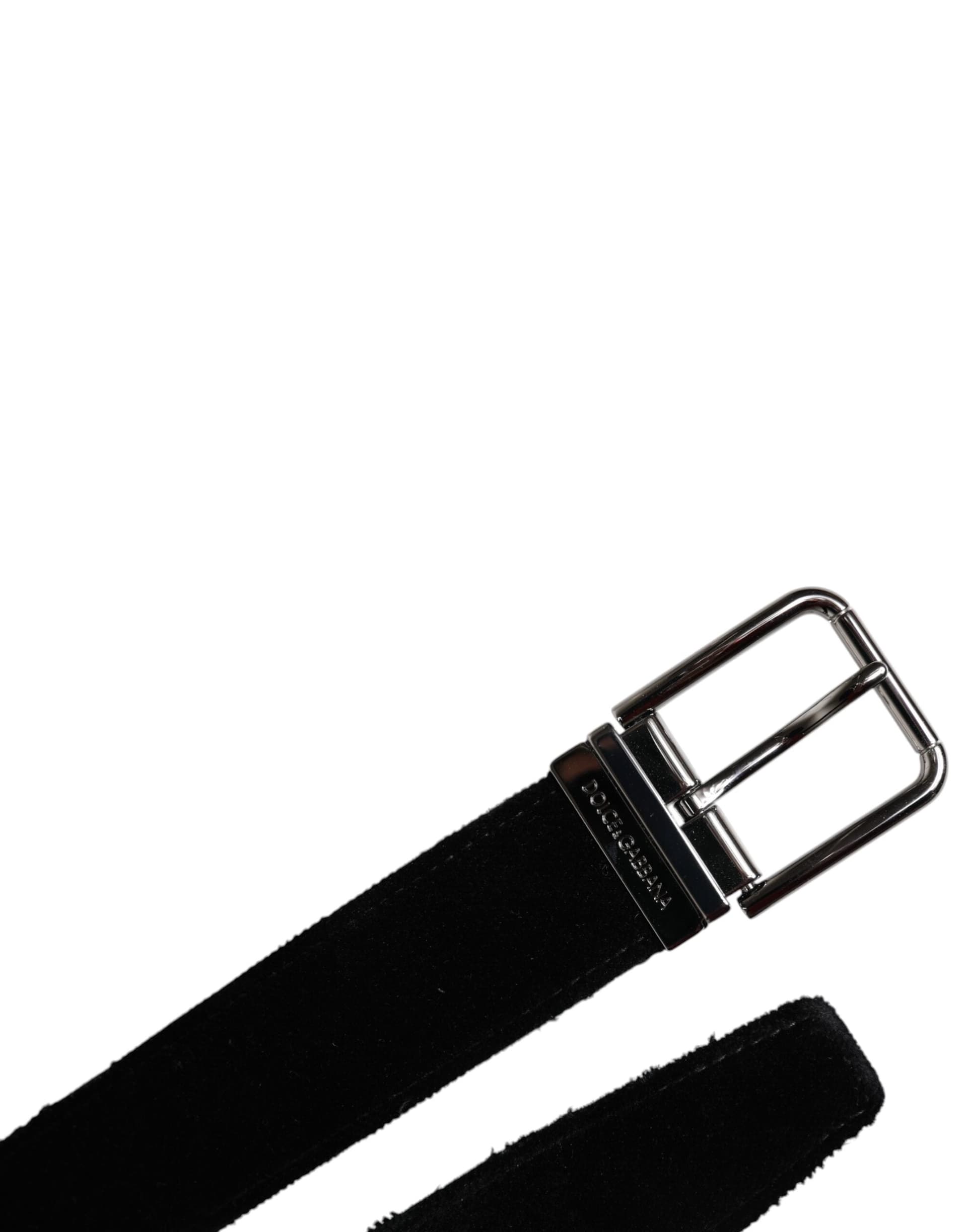 Dolce & Gabbana Black Cotton Silver Tone Metal Buckle Belt - 6