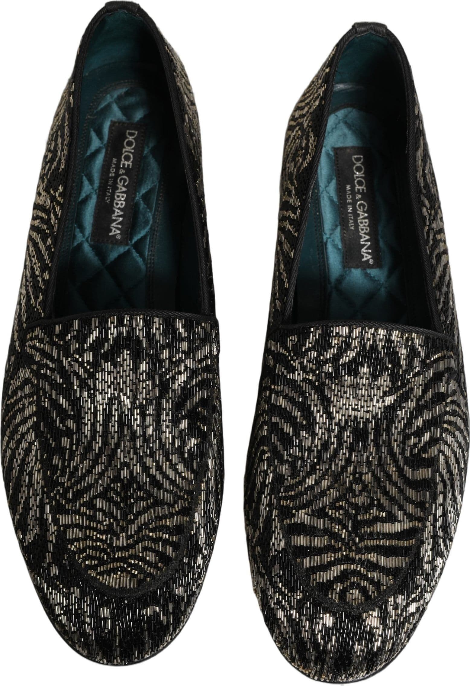 Dolce & Gabbana Black Silver Embellished Dress Loafers Shoes - 3