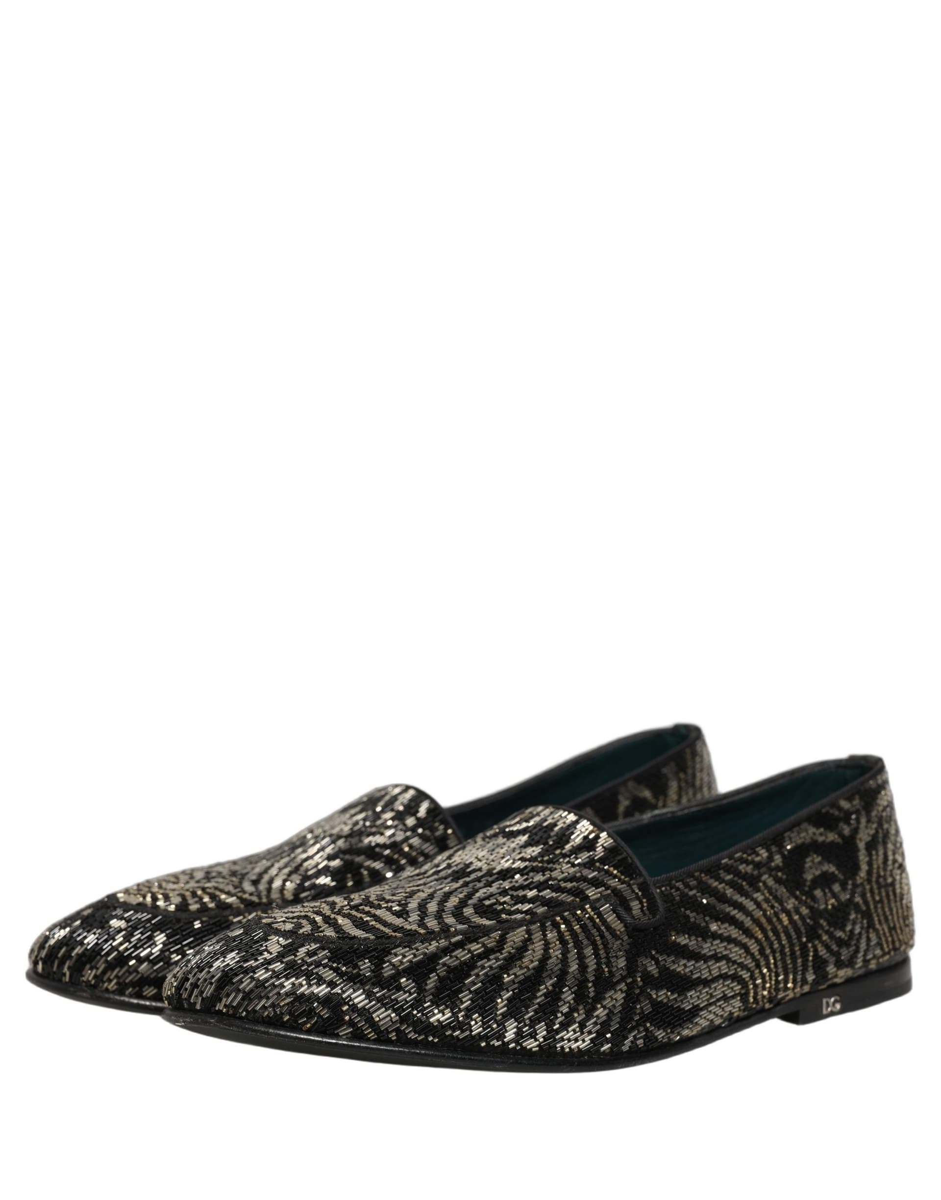 Dolce & Gabbana Black Silver Embellished Dress Loafers Shoes - 4