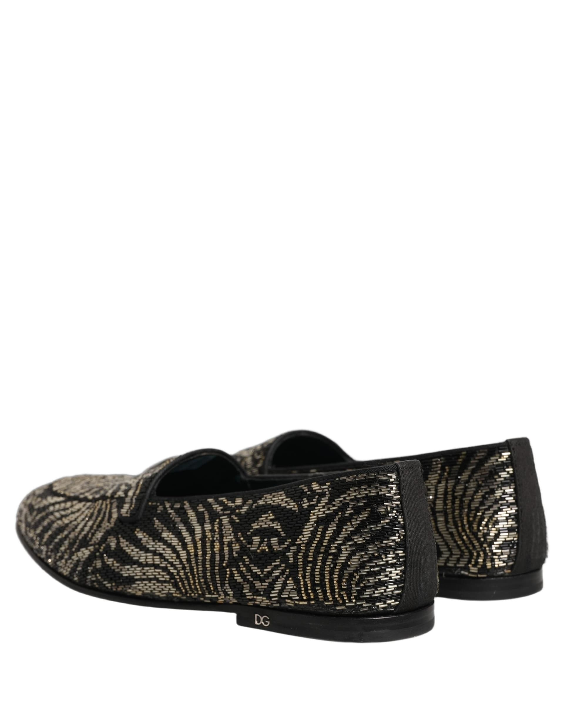 Dolce & Gabbana Black Silver Embellished Dress Loafers Shoes - 5