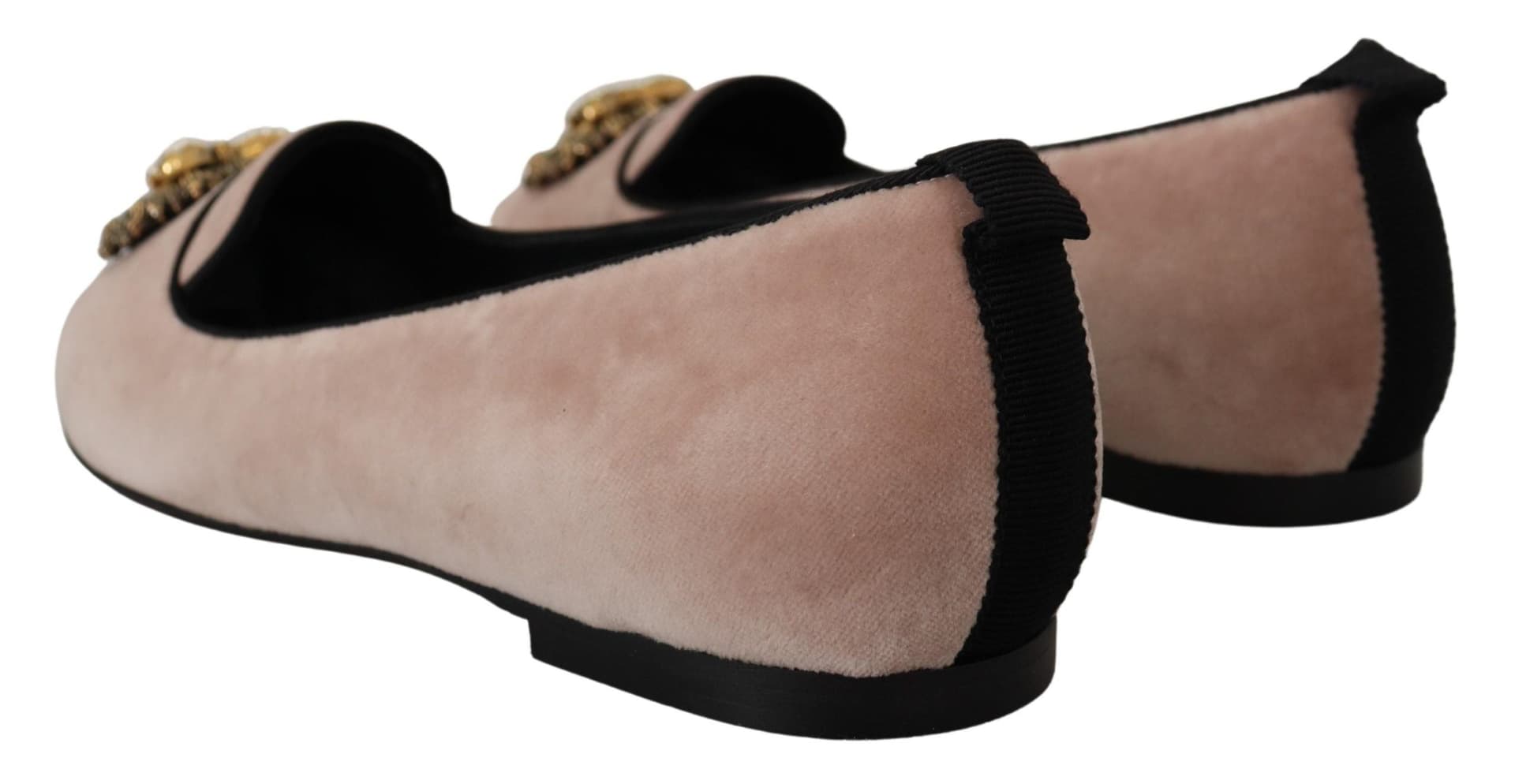 Dolce & Gabbana Pink Velvet Slip Ons Loafers Flats Shoes - 2