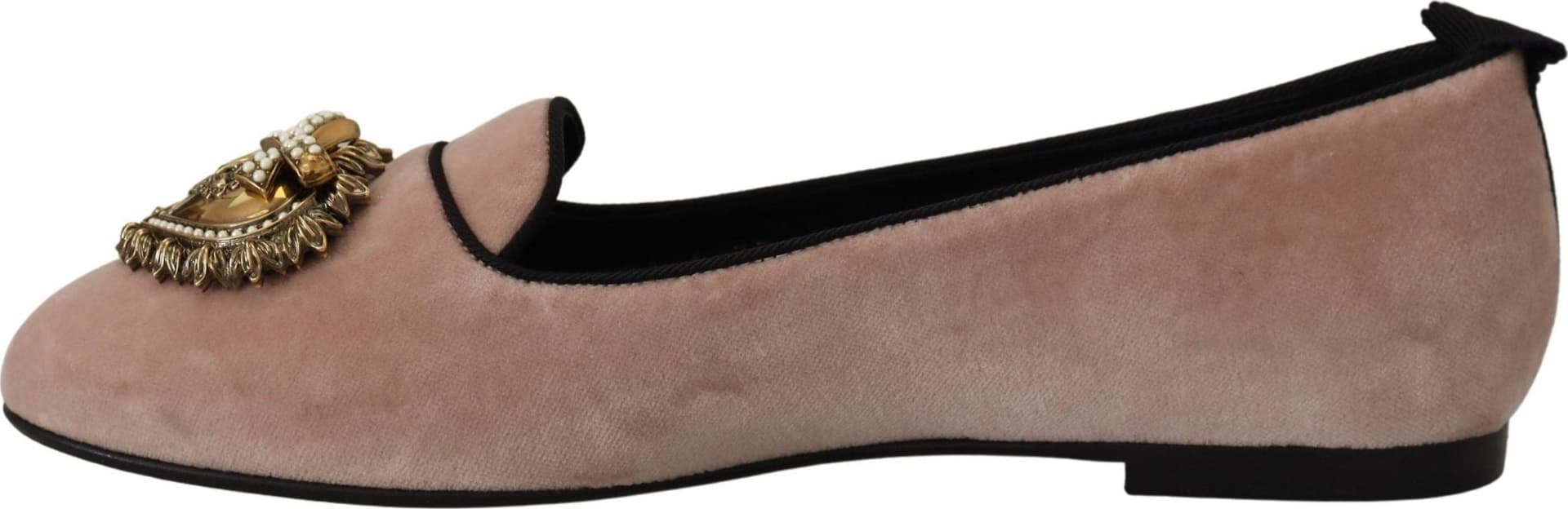 Dolce & Gabbana Pink Velvet Slip Ons Loafers Flats Shoes - 3