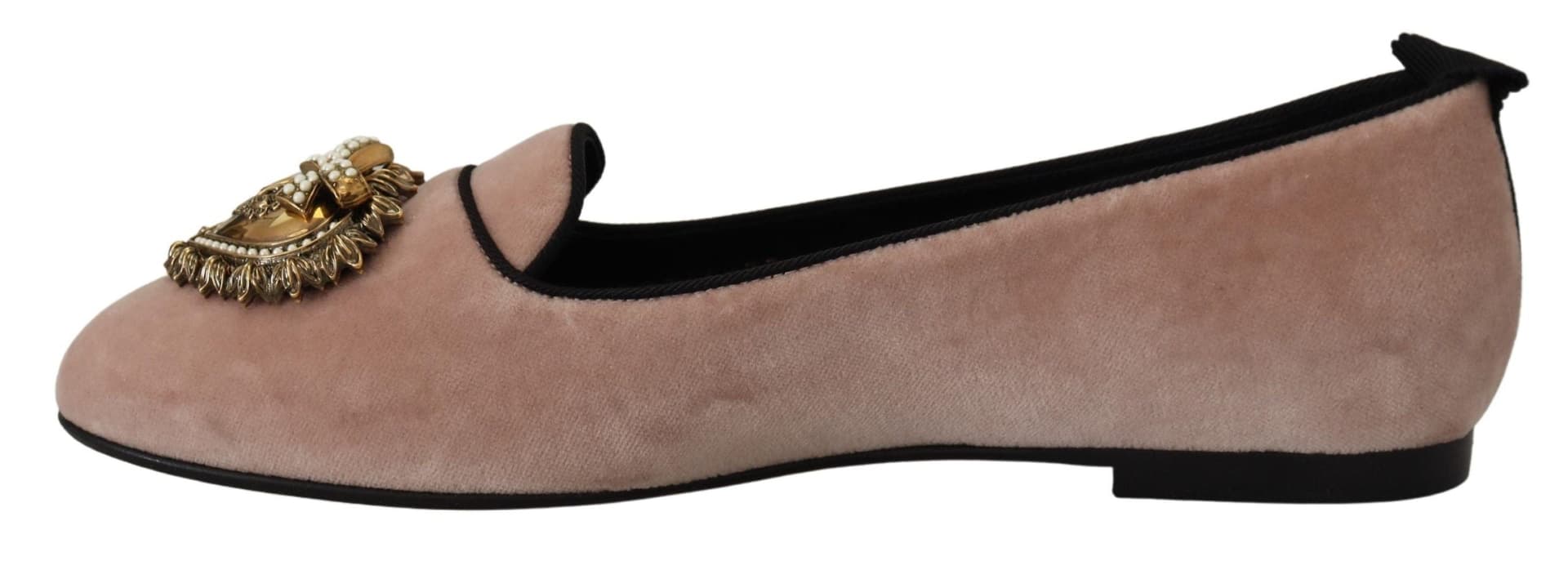Dolce & Gabbana Pink Velvet Slip Ons Loafers Flats Shoes - 3