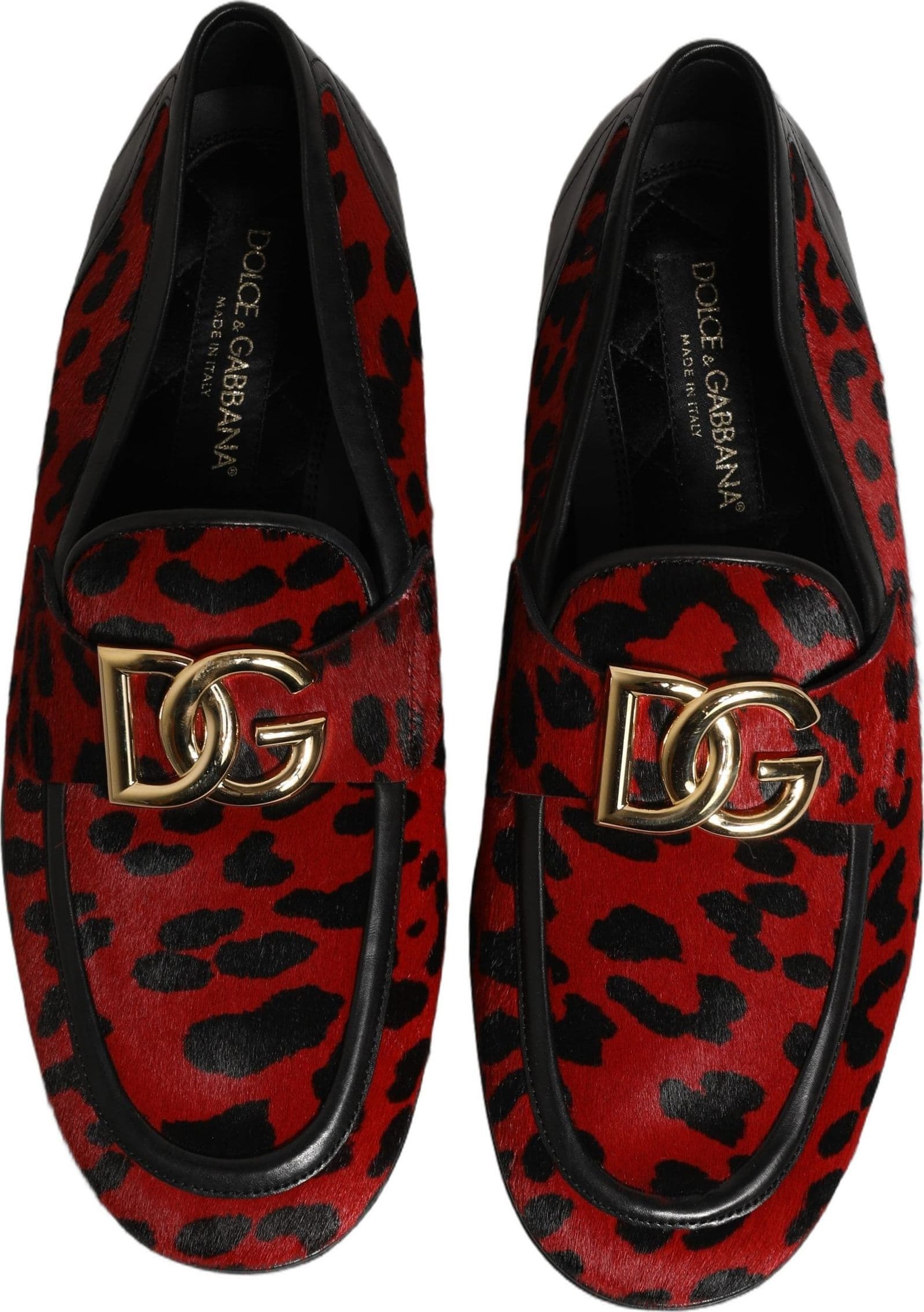Dolce & Gabbana Red Leopard Print Pony Hair Dress Loafers Shoes - 3