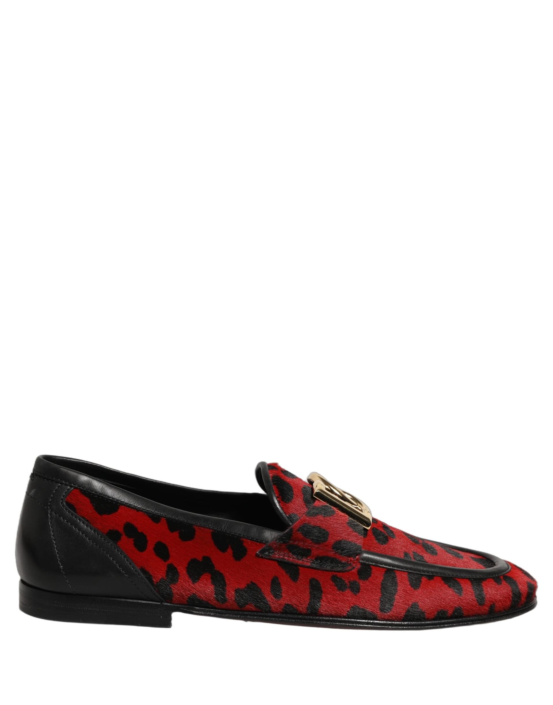 Dolce & Gabbana Red Leopard Print Pony Hair Dress Loafers Shoes - 8