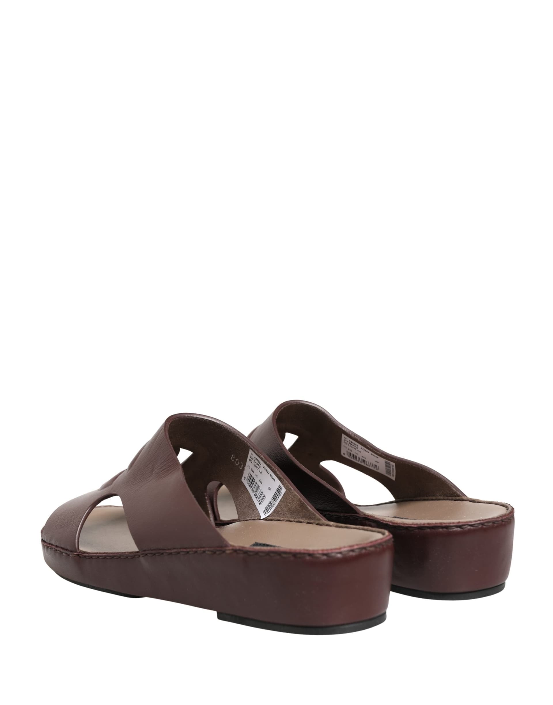 Dolce & Gabbana Maroon Leather Cutout DG Logo Sandals Shoes - 5