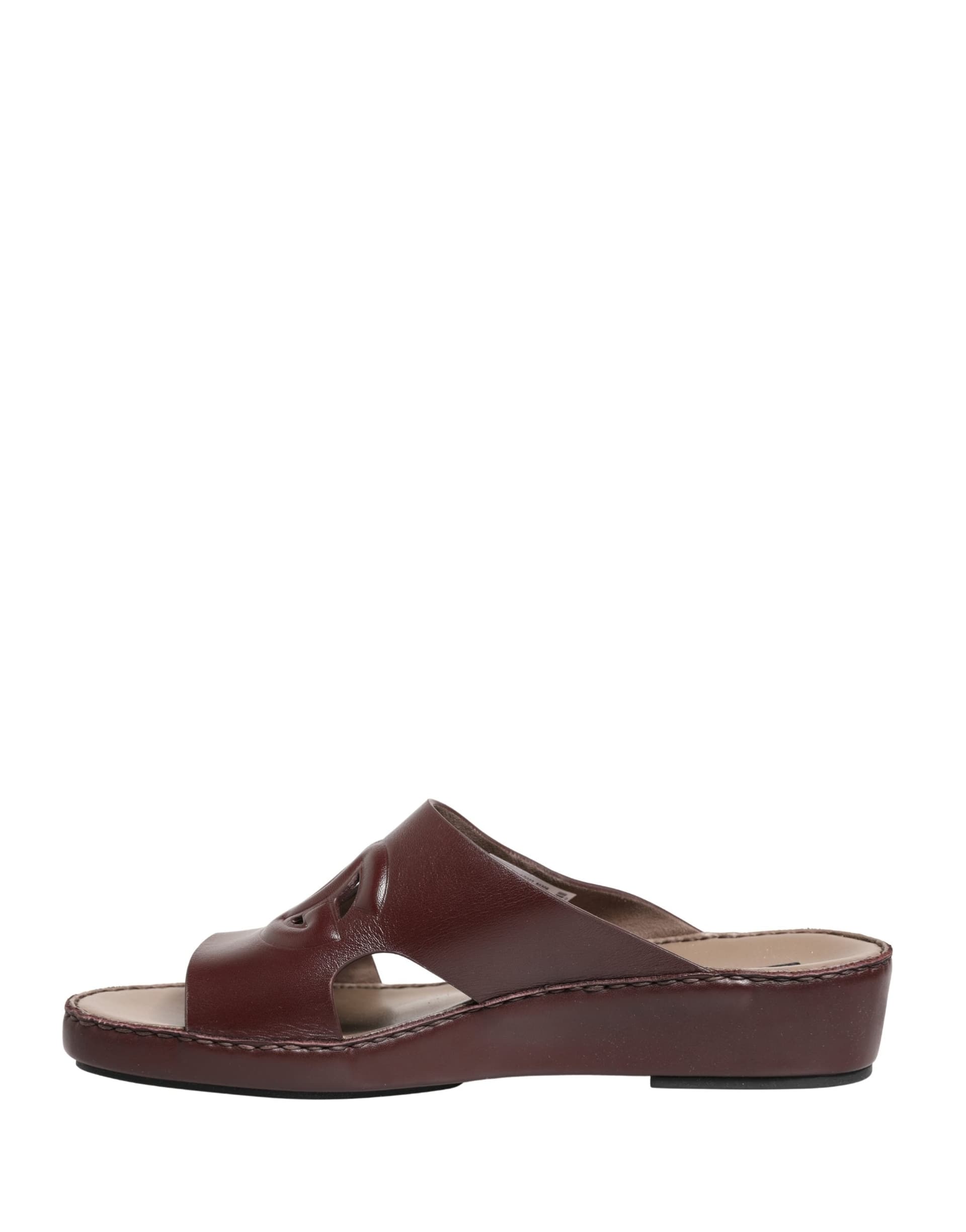Dolce & Gabbana Maroon Leather Cutout DG Logo Sandals Shoes - 6