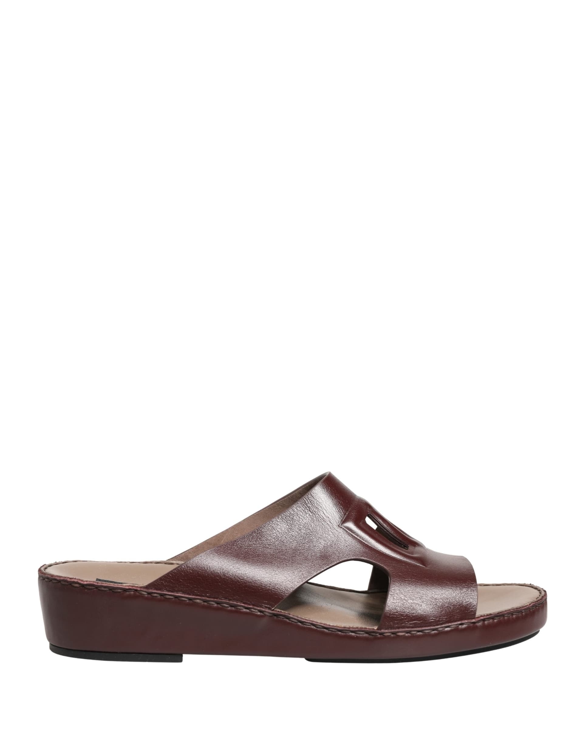 Dolce & Gabbana Maroon Leather Cutout DG Logo Sandals Shoes - 8
