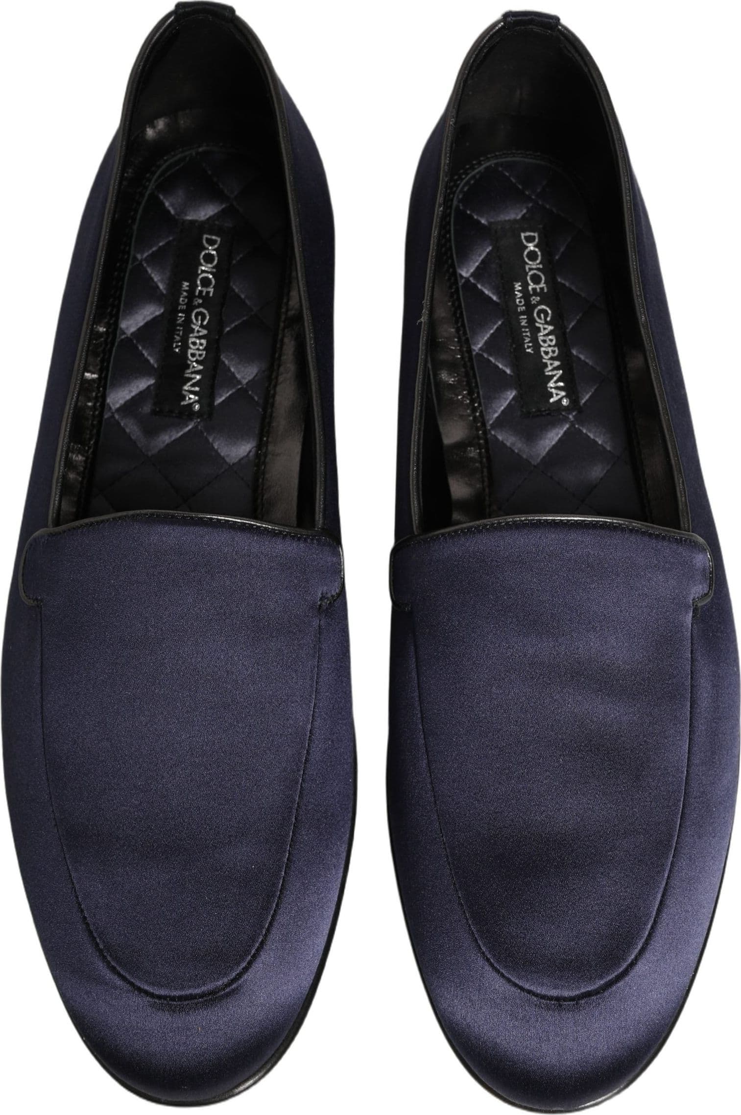 Dolce & Gabbana Navy Blue Satin DG Logo Dress Loafers Shoes - 3