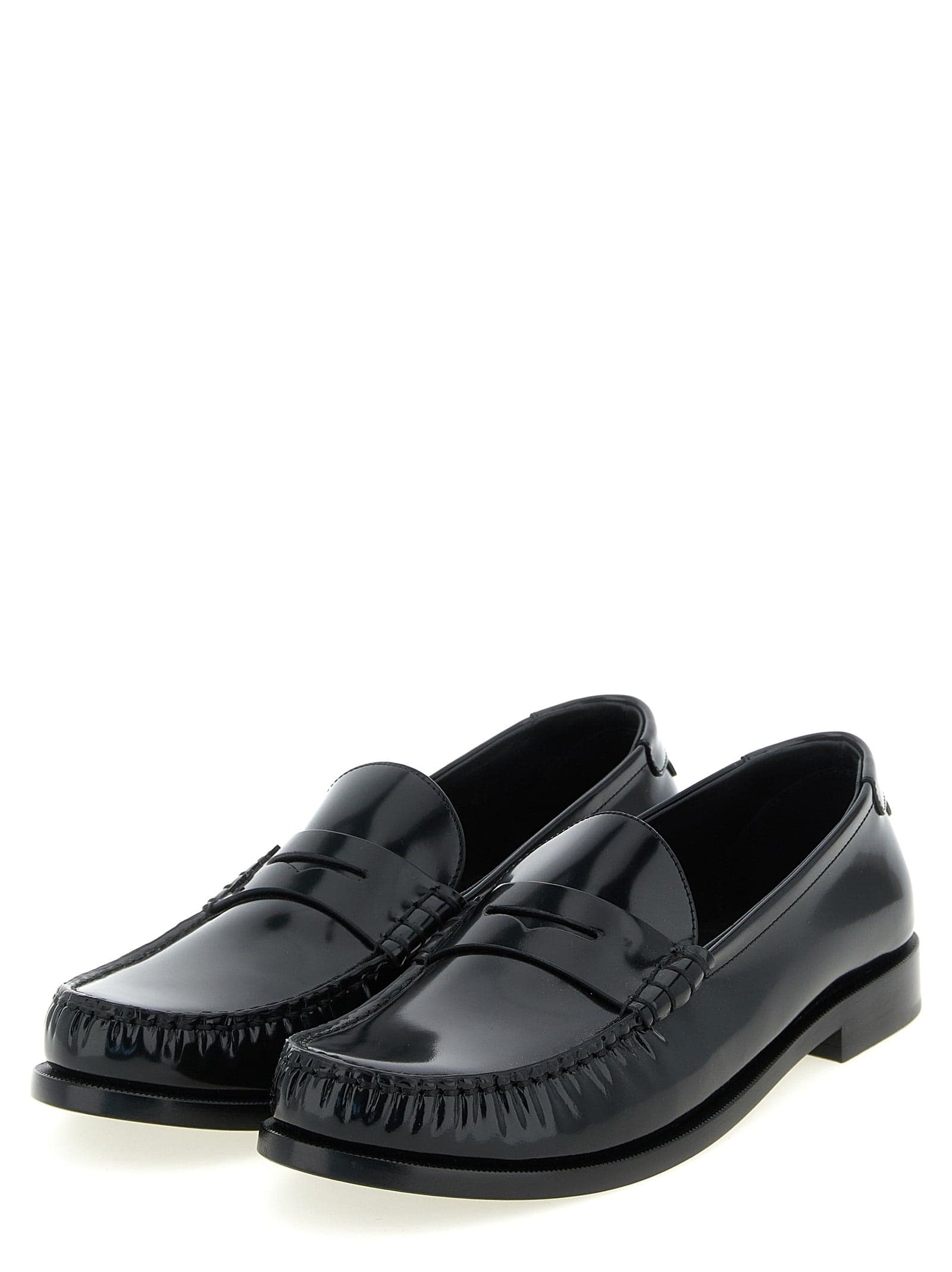 Saint Laurent Black Calfskin Slip-On Loafers - 2