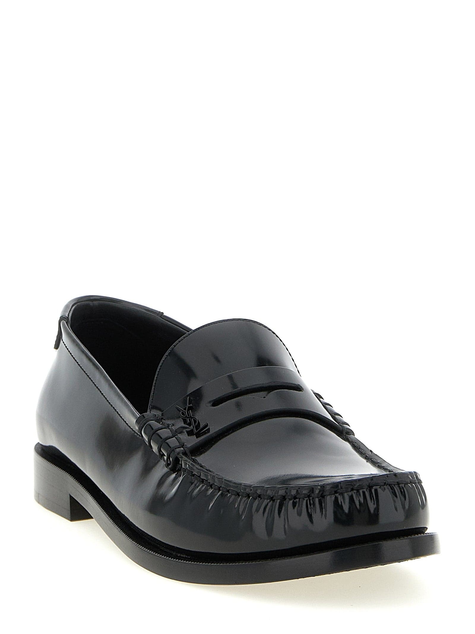 Saint Laurent Black Calfskin Slip-On Loafers - 3