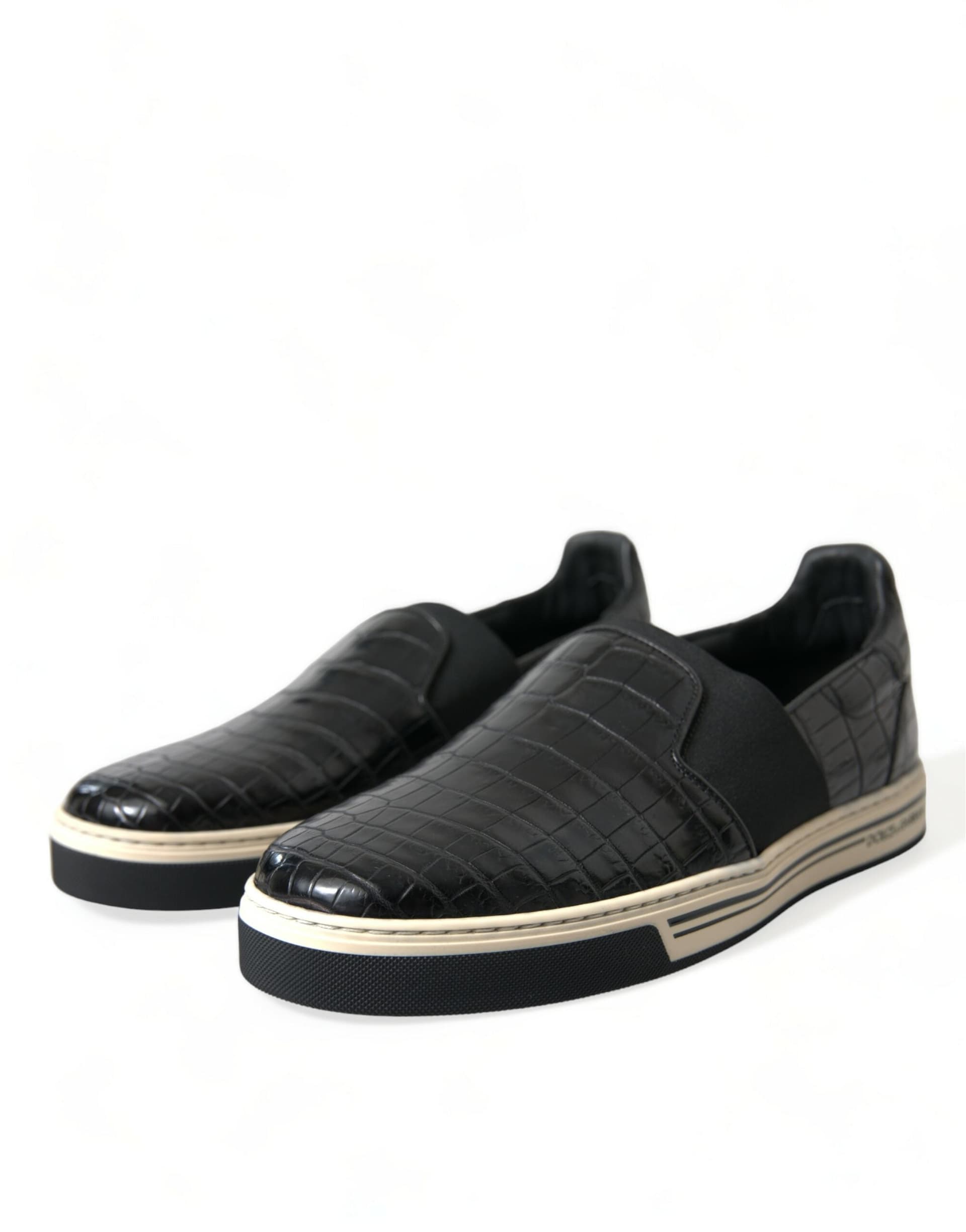 Dolce & Gabbana Black Croc Exotic Leather Sneakers Shoes - 2