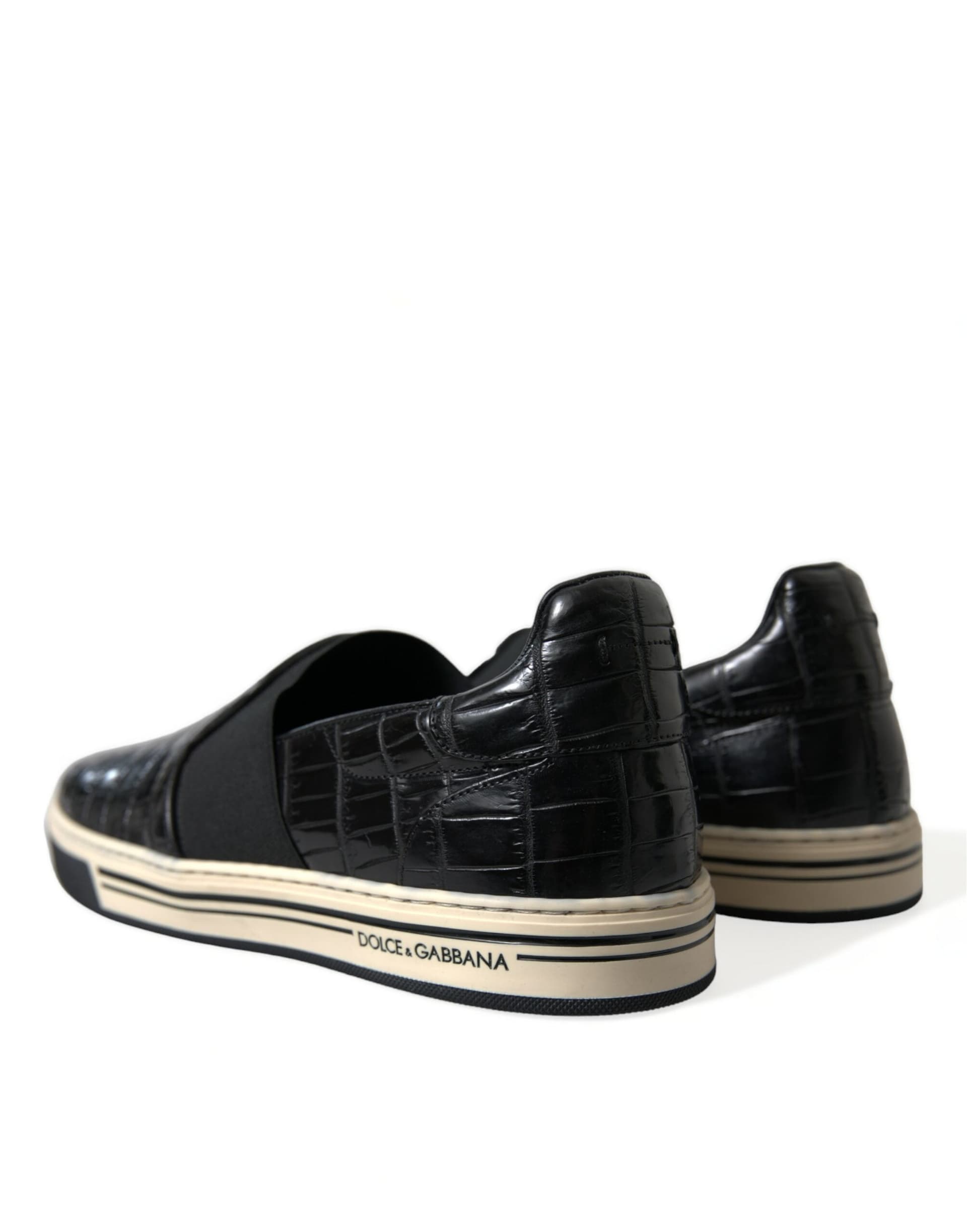 Dolce & Gabbana Black Croc Exotic Leather Sneakers Shoes - 3