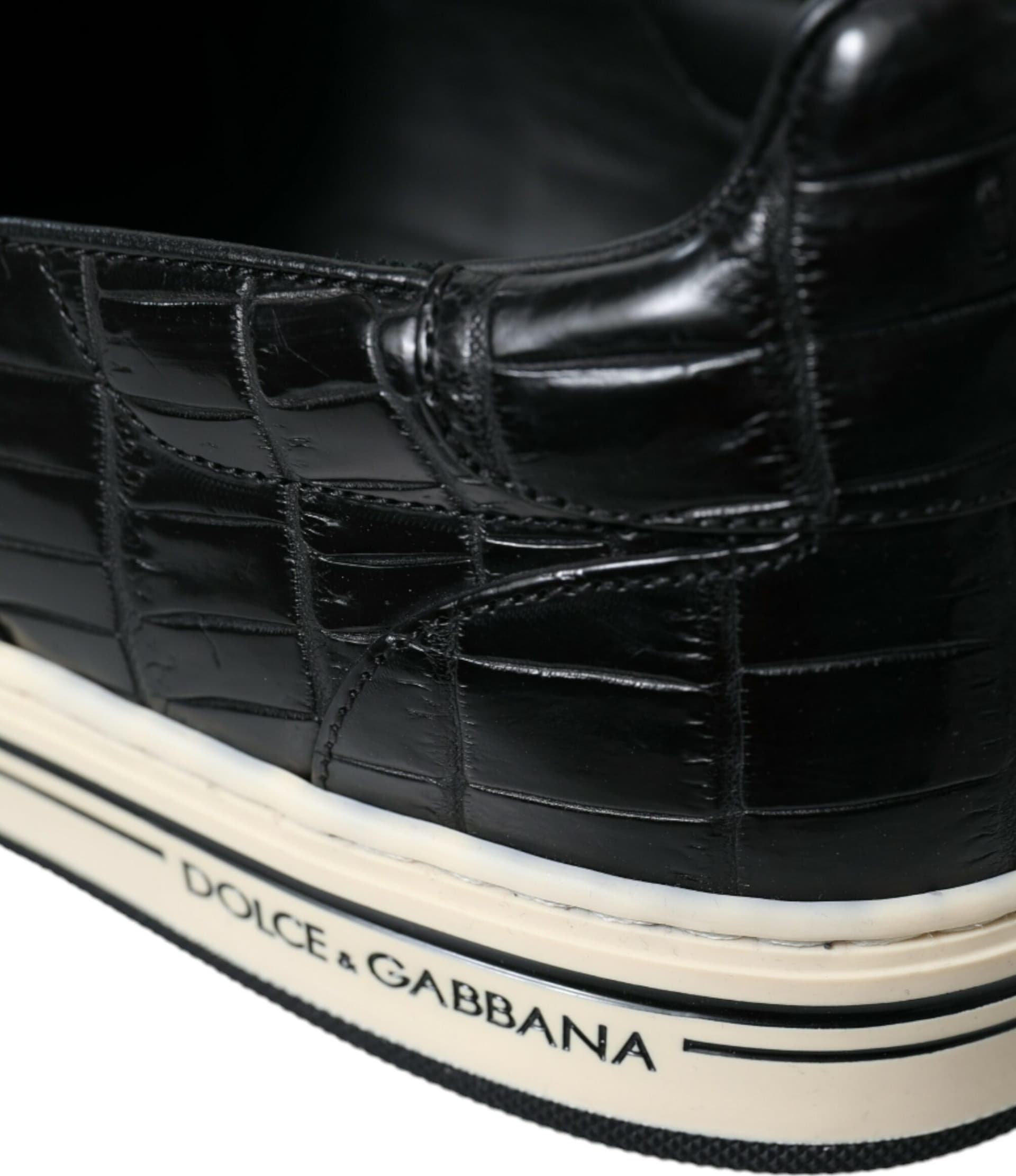 Dolce & Gabbana Black Croc Exotic Leather Sneakers Shoes - 4