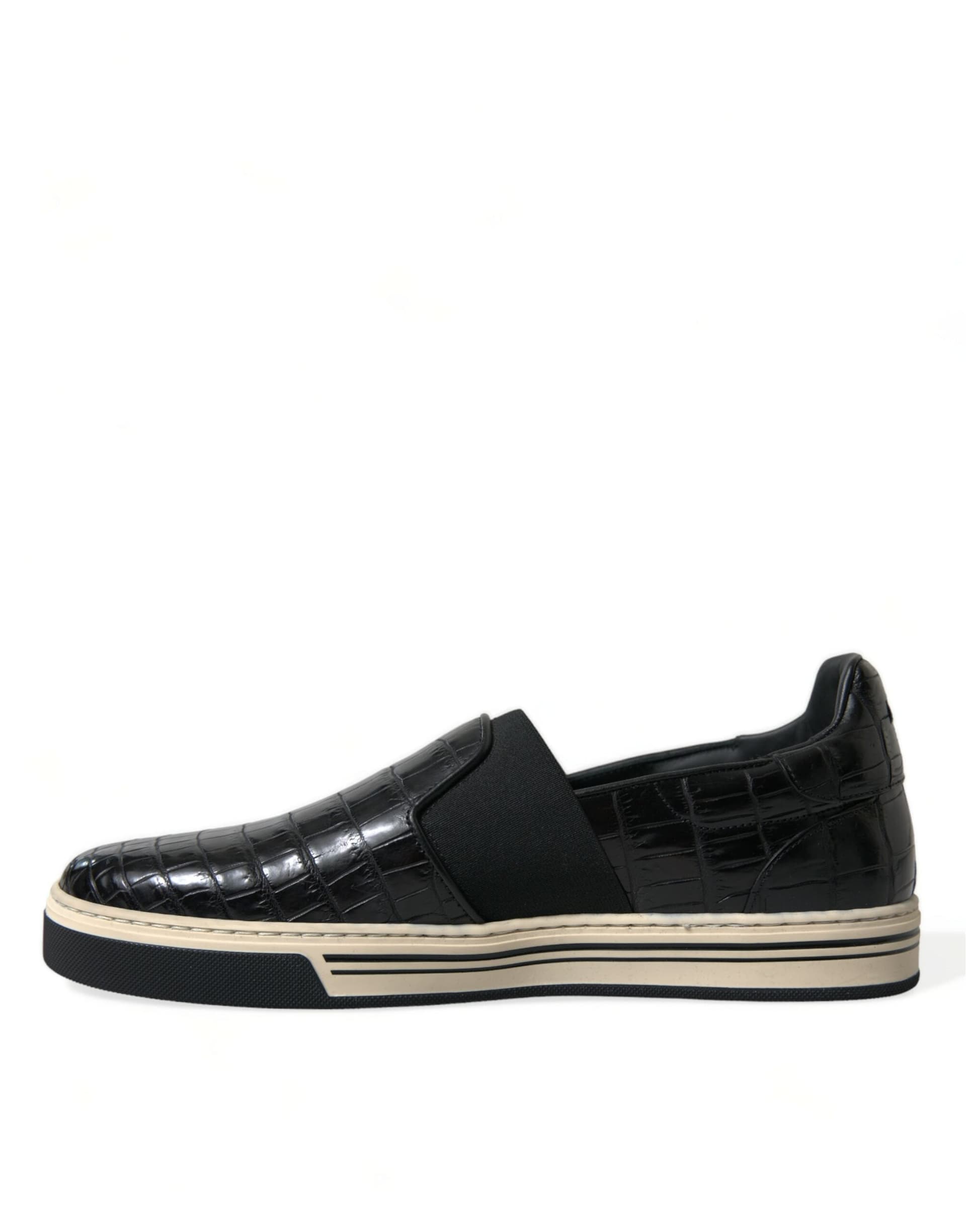 Dolce & Gabbana Black Croc Exotic Leather Sneakers Shoes - 5