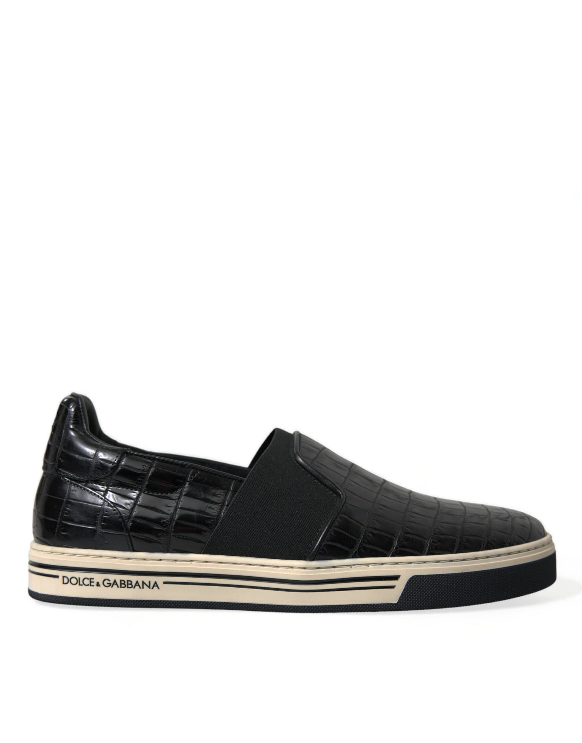 Dolce & Gabbana Black Croc Exotic Leather Sneakers Shoes - 6