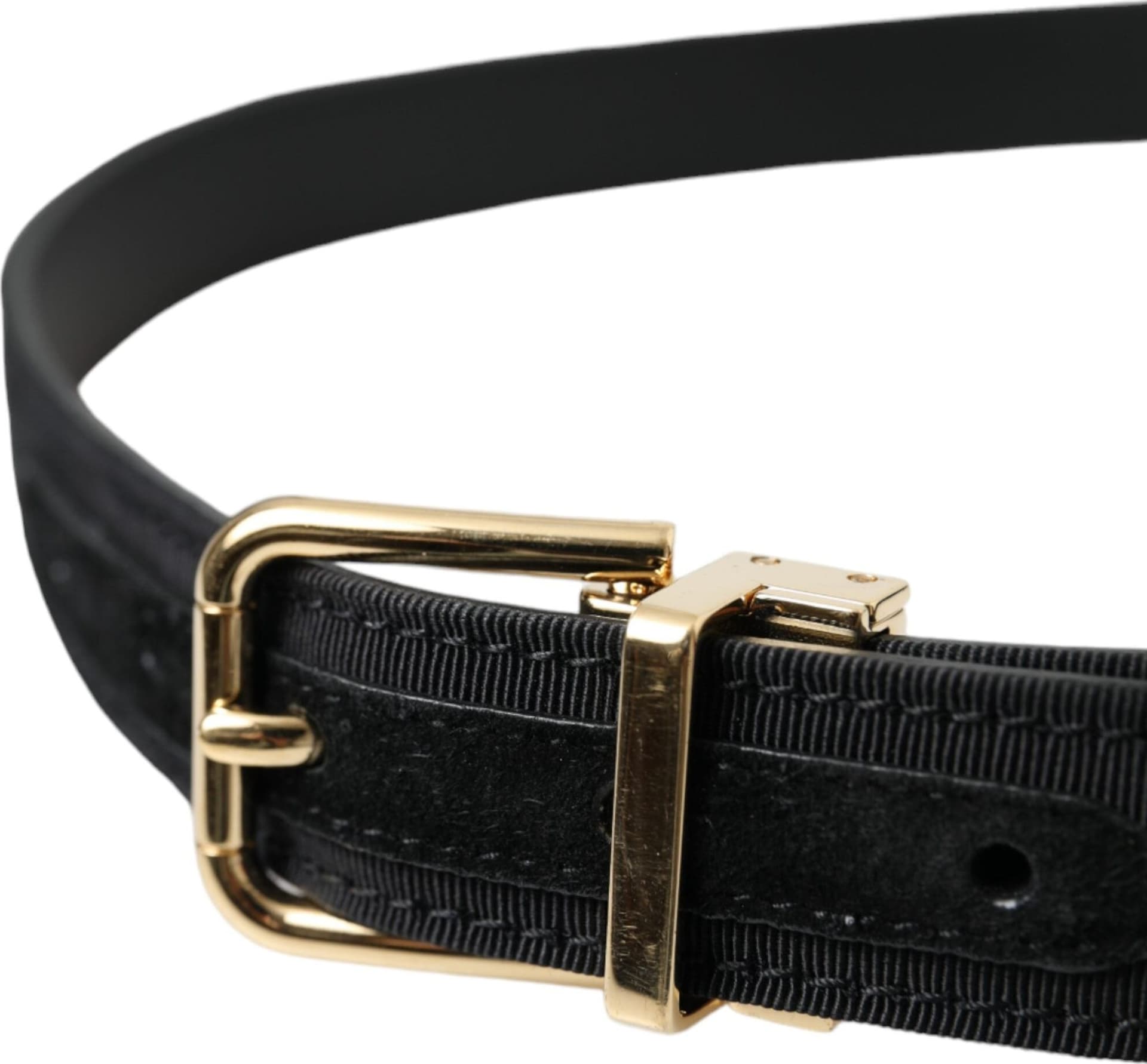 Dolce & Gabbana Black Gros Grain Gold Metal Buckle Belt Men - 3
