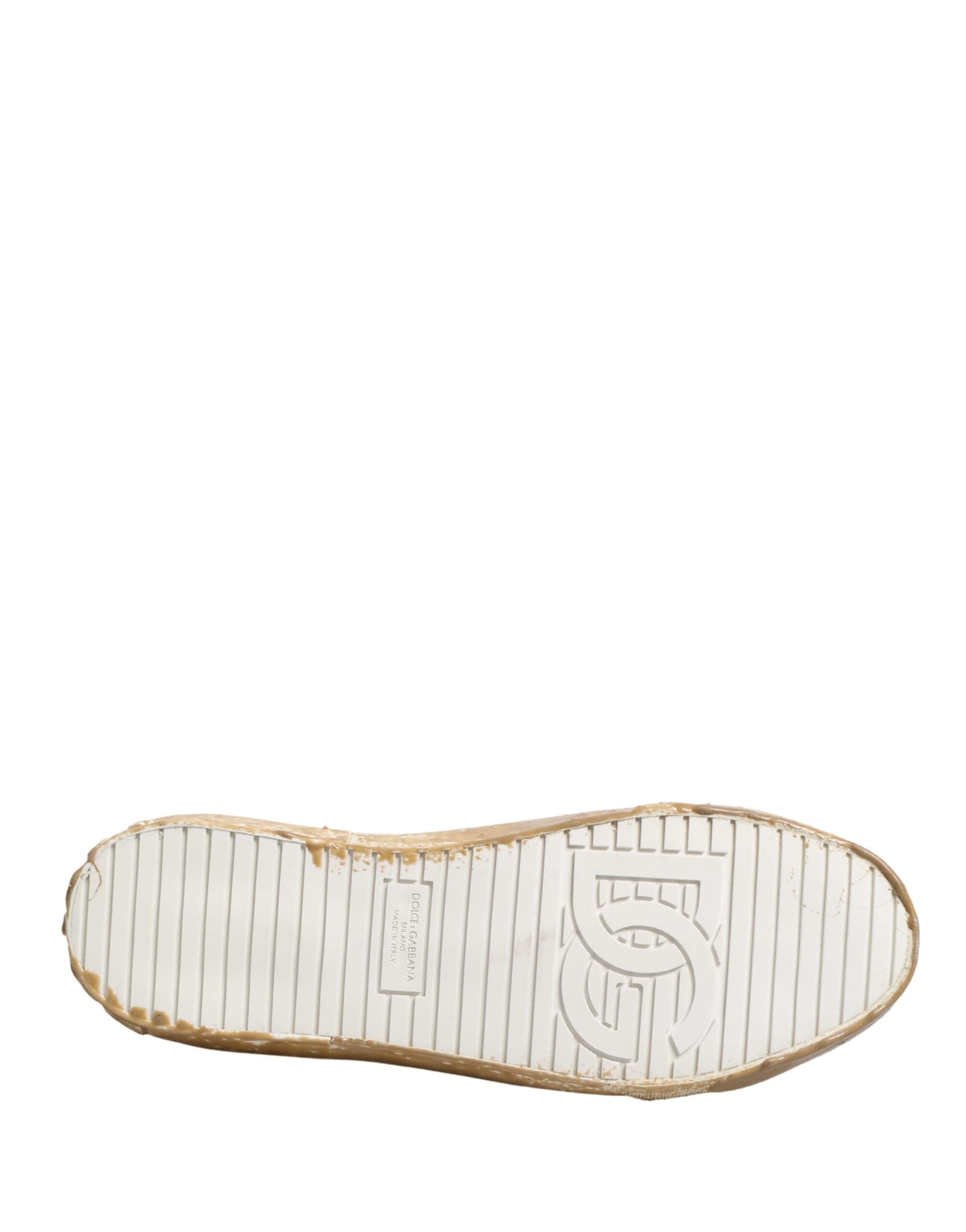 Dolce & Gabbana White Leather Paint Effect Low Top Sneakers  Shoes - 8