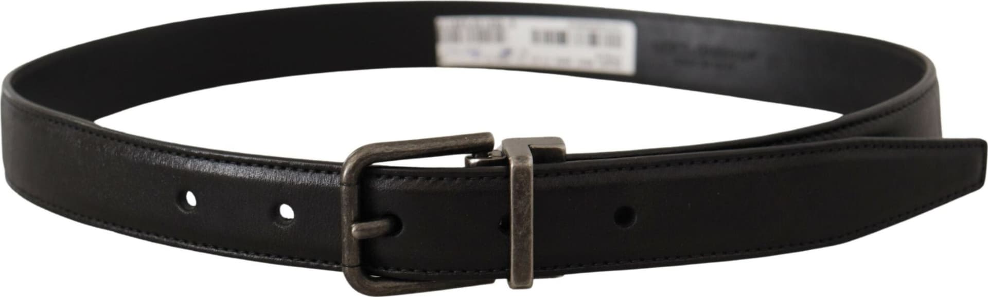 Dolce & Gabbana Black Calf Leather Logo Metal Buckle Belt - 2