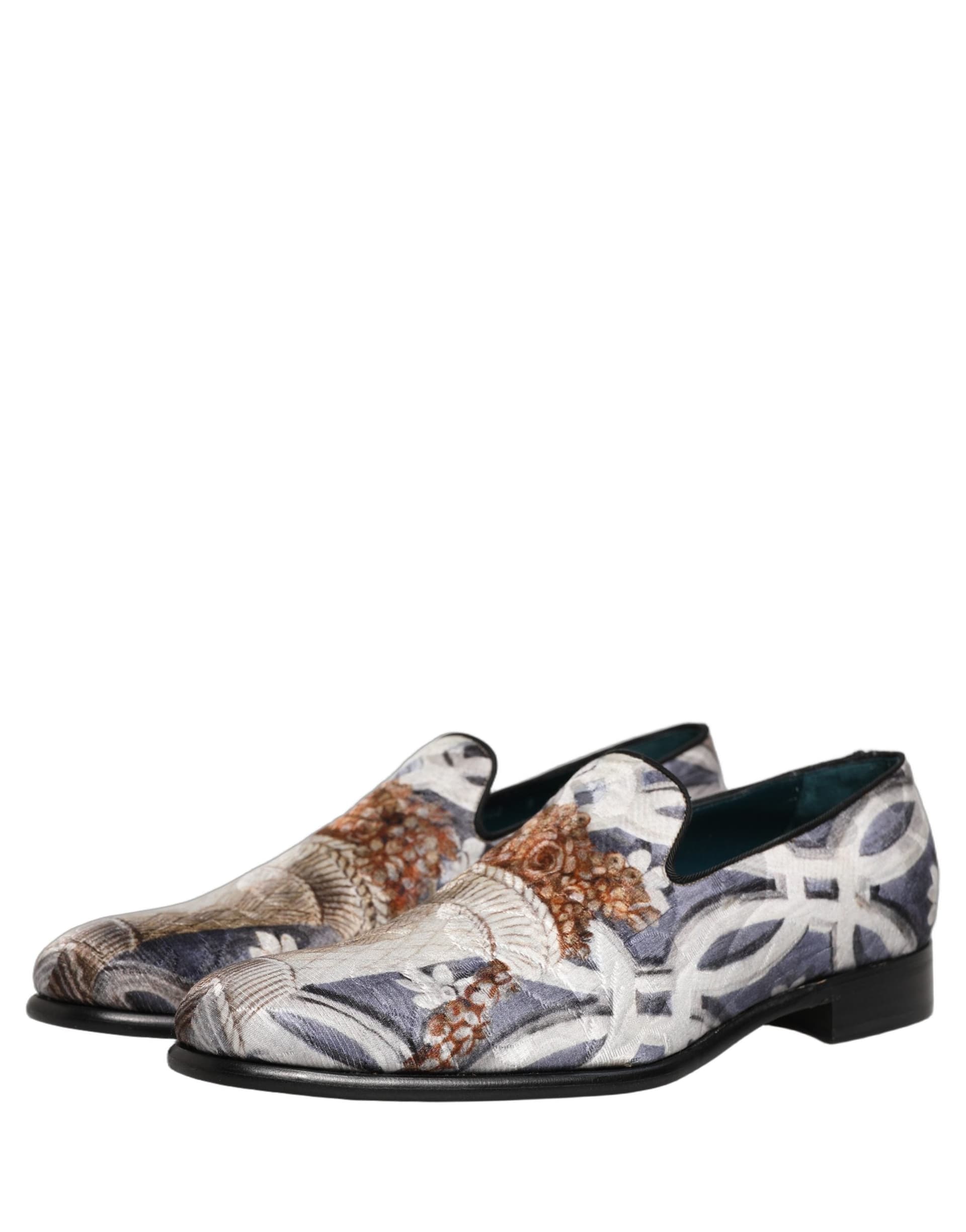 Dolce & Gabbana Multicolor Floral Tapestry Embroidery Loafer Shoes - 4