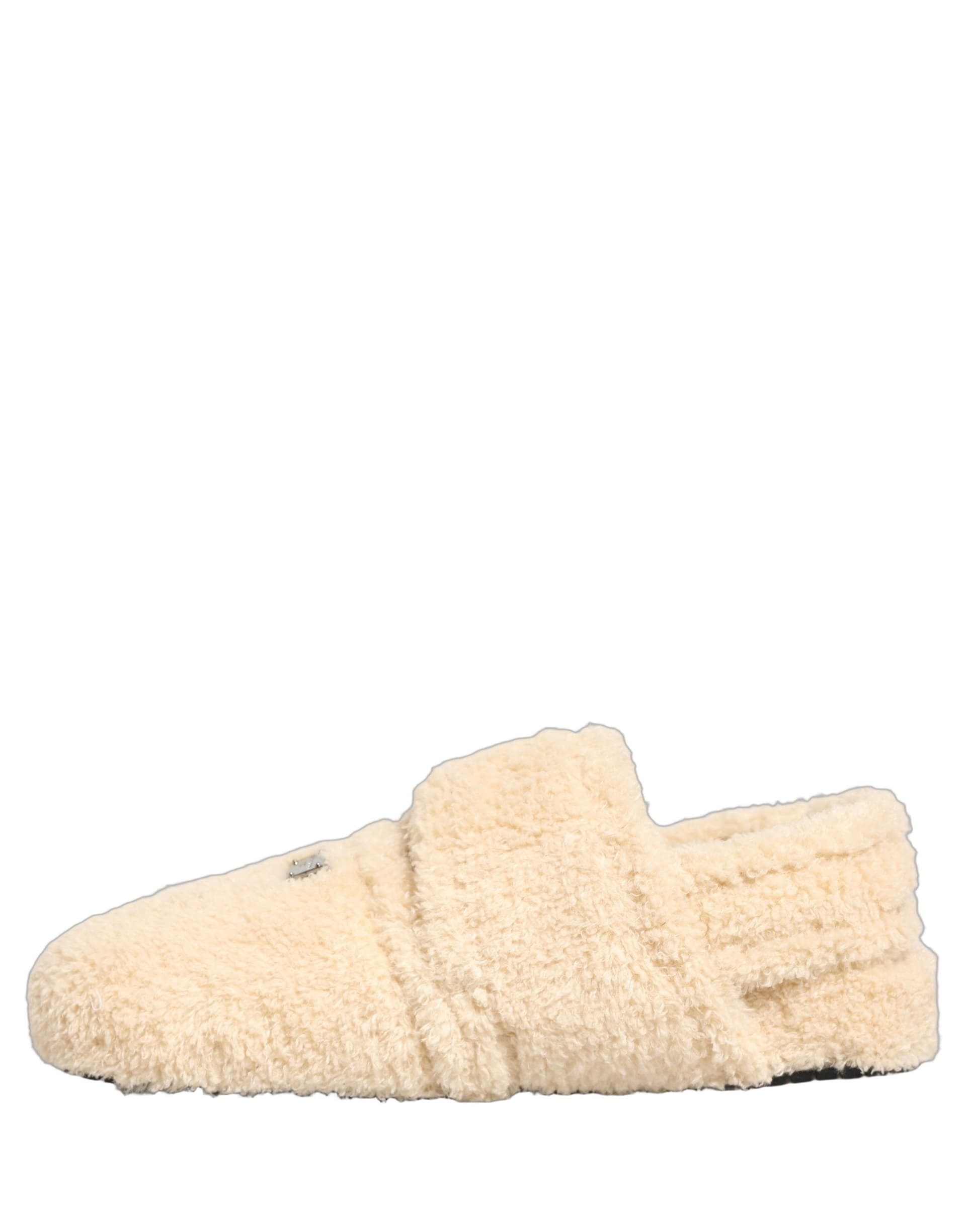 Dolce & Gabbana Beige Faux Fur Flats Men Slides Sandals Shoes - 6