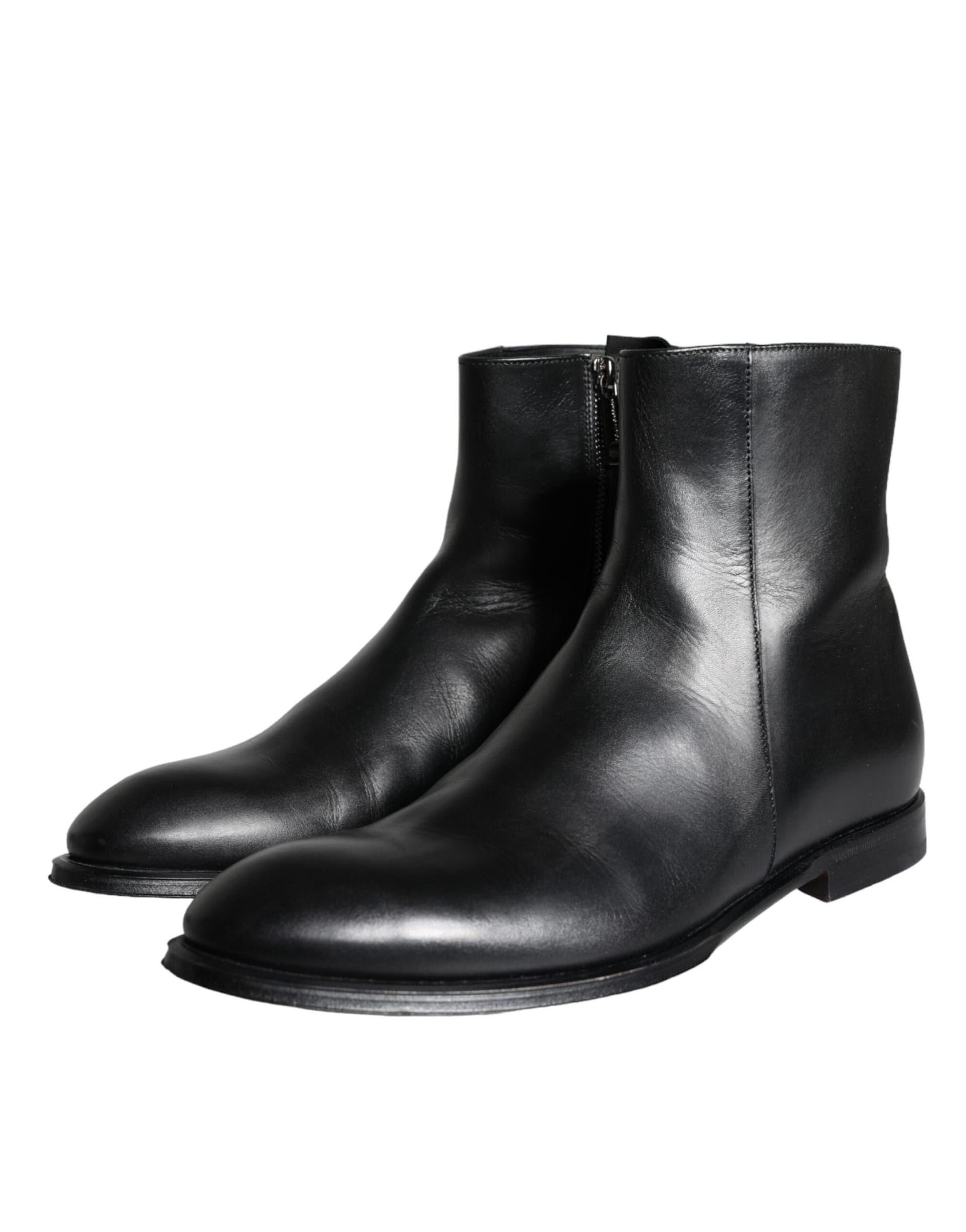 Dolce & Gabbana Black Calf Leather Men Ankle Boots Men Shoes - 2
