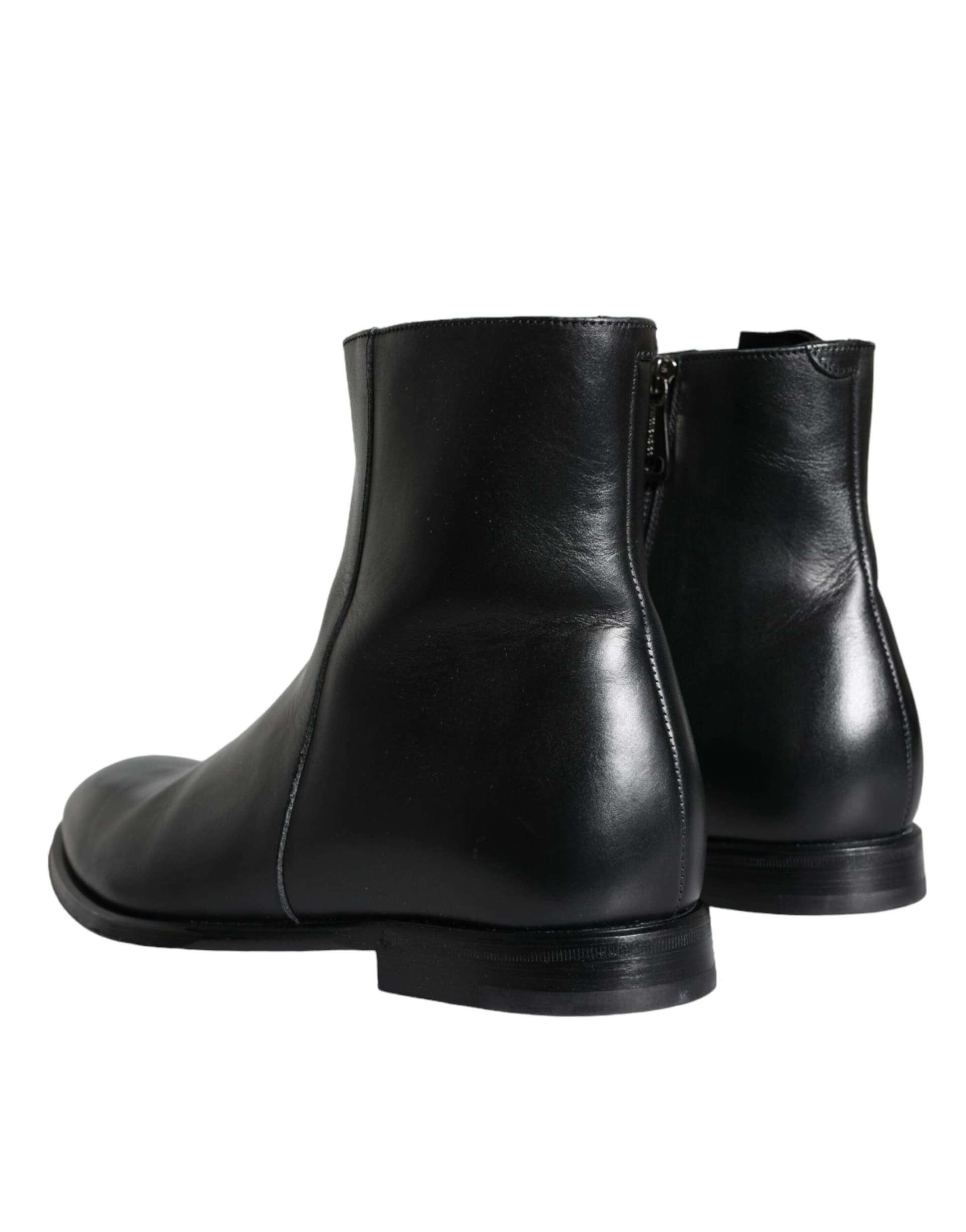 Dolce & Gabbana Black Calf Leather Men Ankle Boots Men Shoes - 3