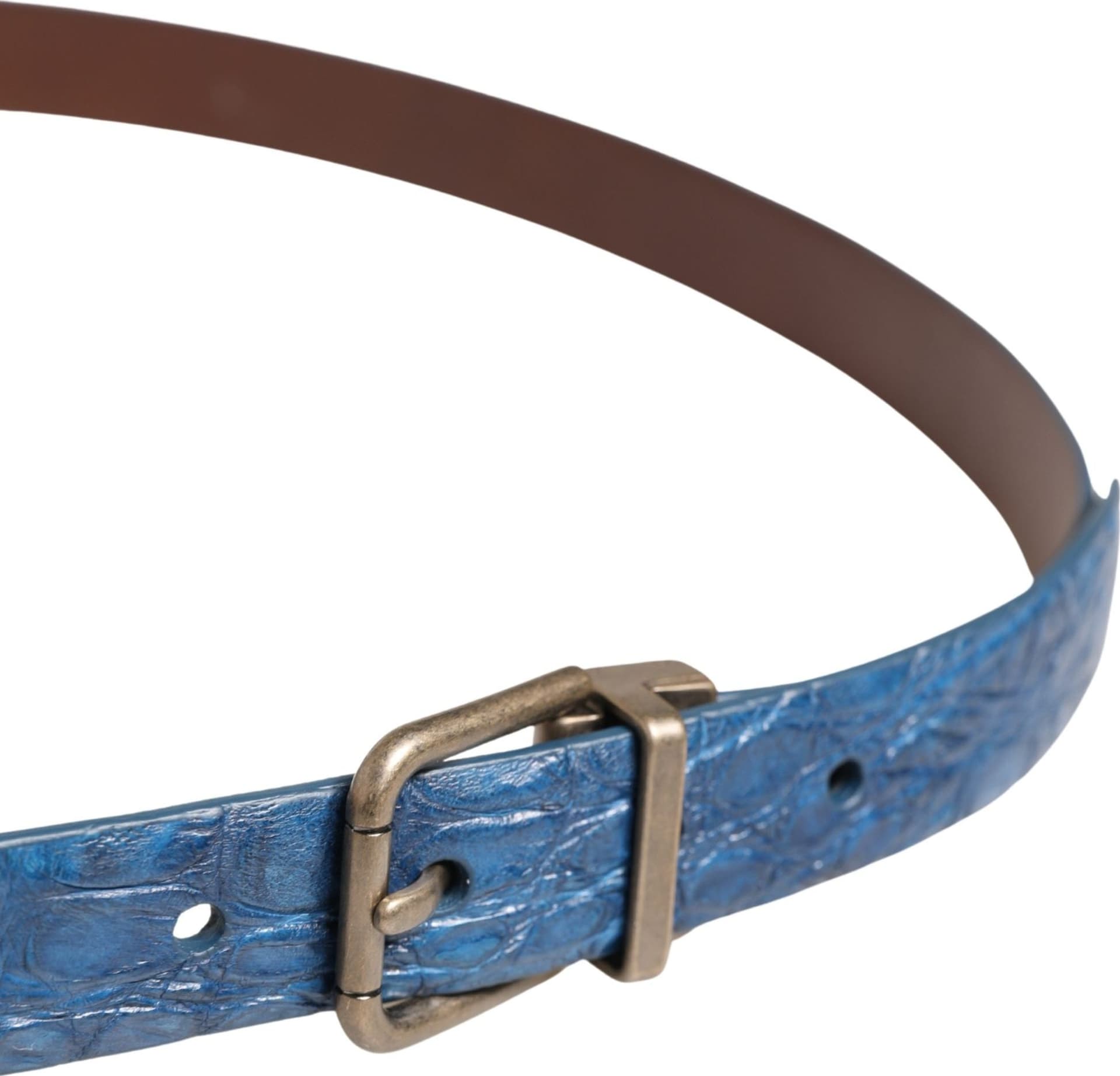 Dolce & Gabbana Navy Blue Leather Gold Tone Metal Buckle Belt - 4