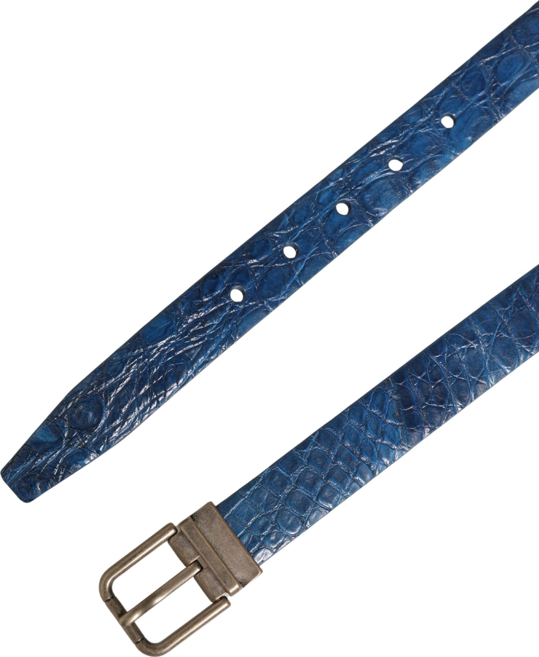 Dolce & Gabbana Navy Blue Leather Gold Tone Metal Buckle Belt - 7