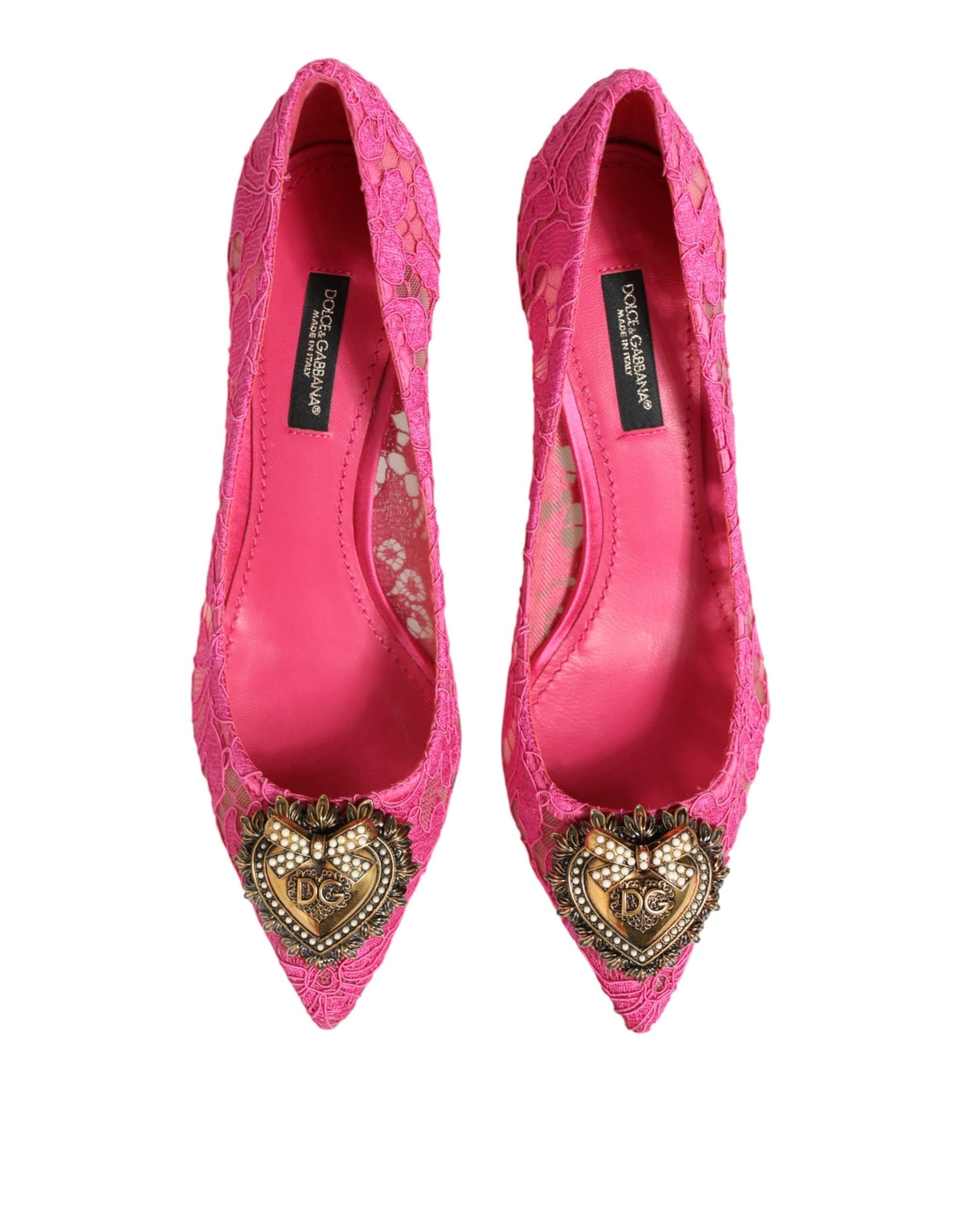 Dolce & Gabbana Pink Taormina Lace DEVOTION Pumps Shoes - 2