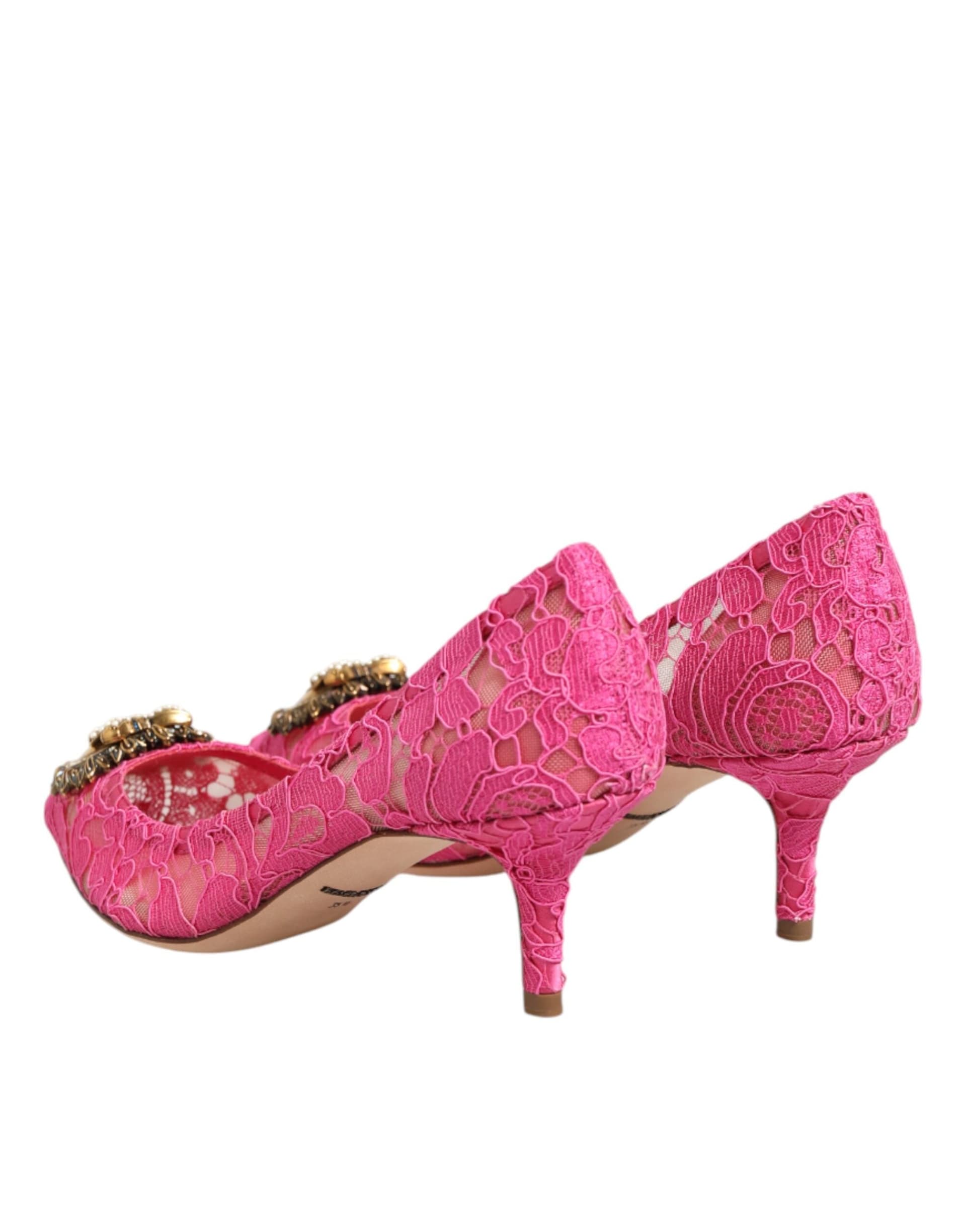 Dolce & Gabbana Pink Taormina Lace DEVOTION Pumps Shoes - 4