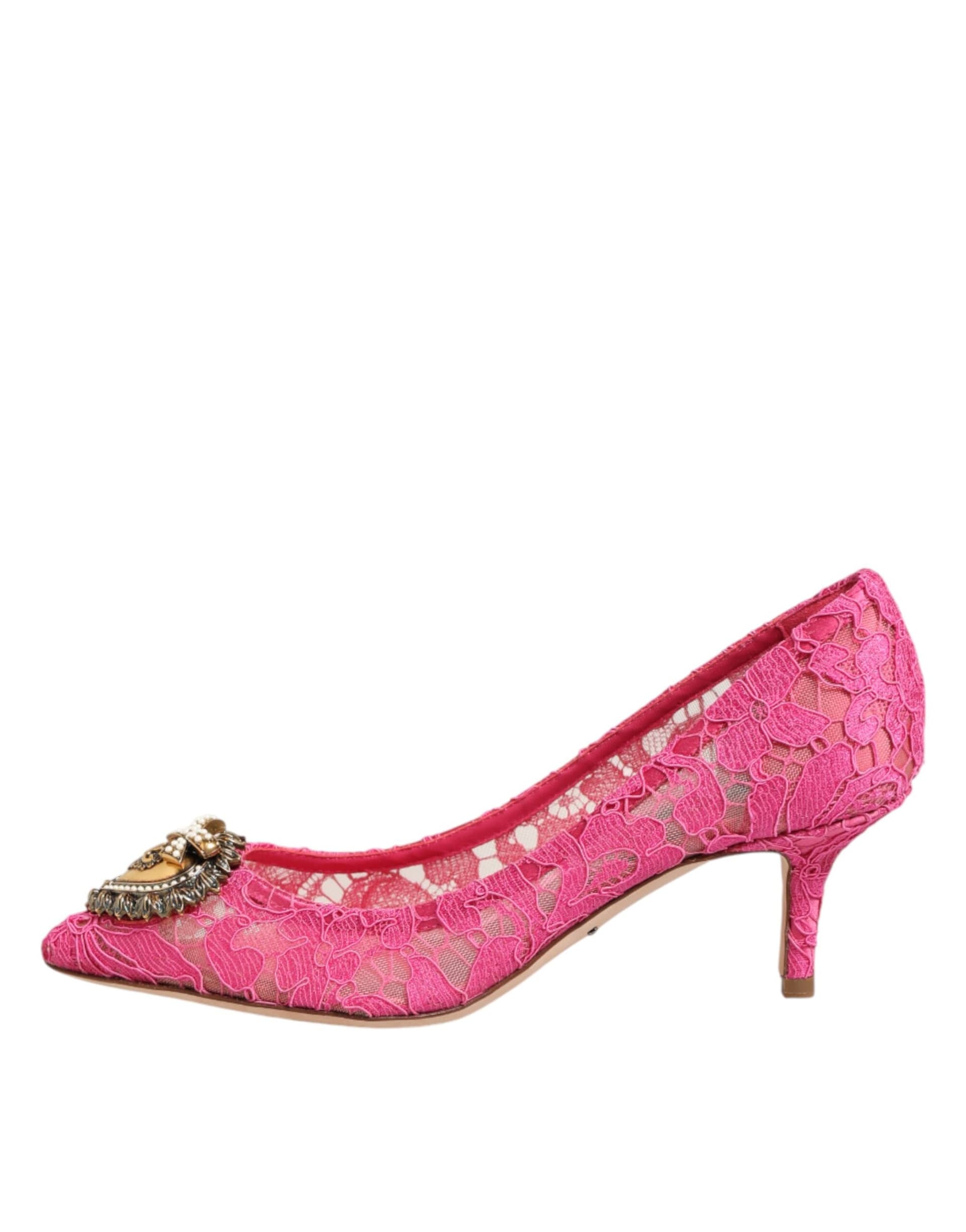Dolce & Gabbana Pink Taormina Lace DEVOTION Pumps Shoes - 5